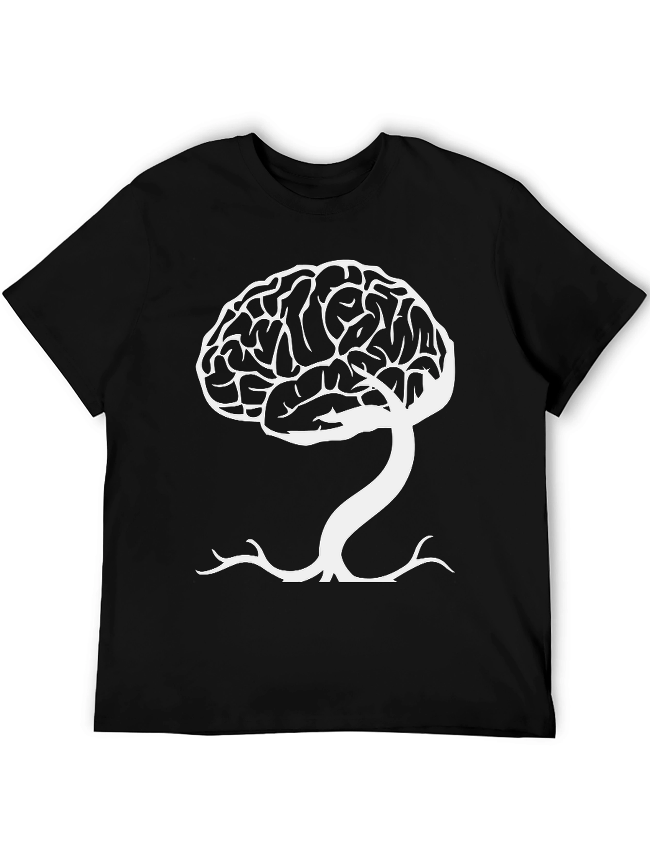 Brain Tree Graphic Tee - Black Cotton Blend T-Shirt