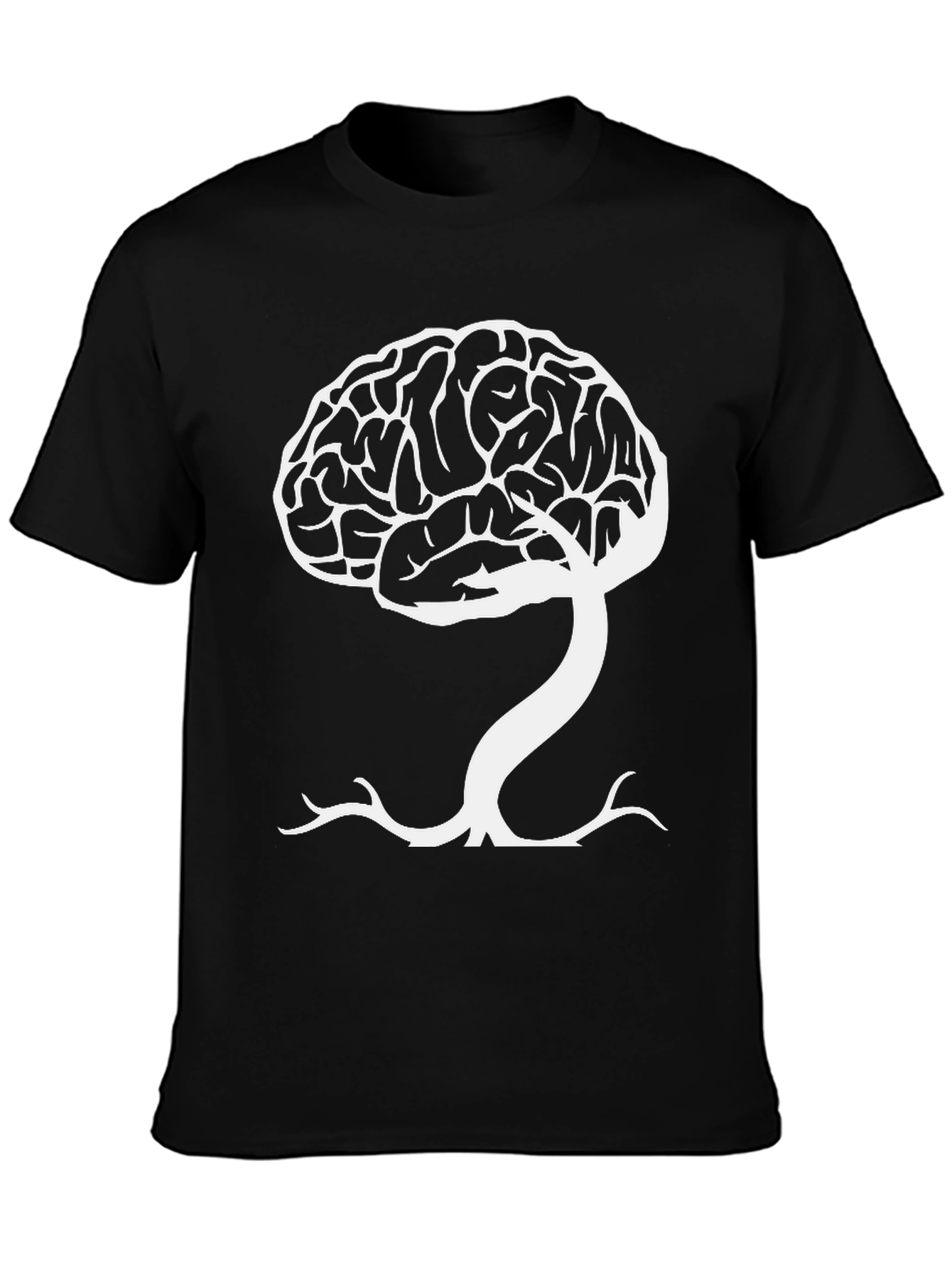 Brain Tree Graphic Tee - Black Cotton Blend T-Shirt