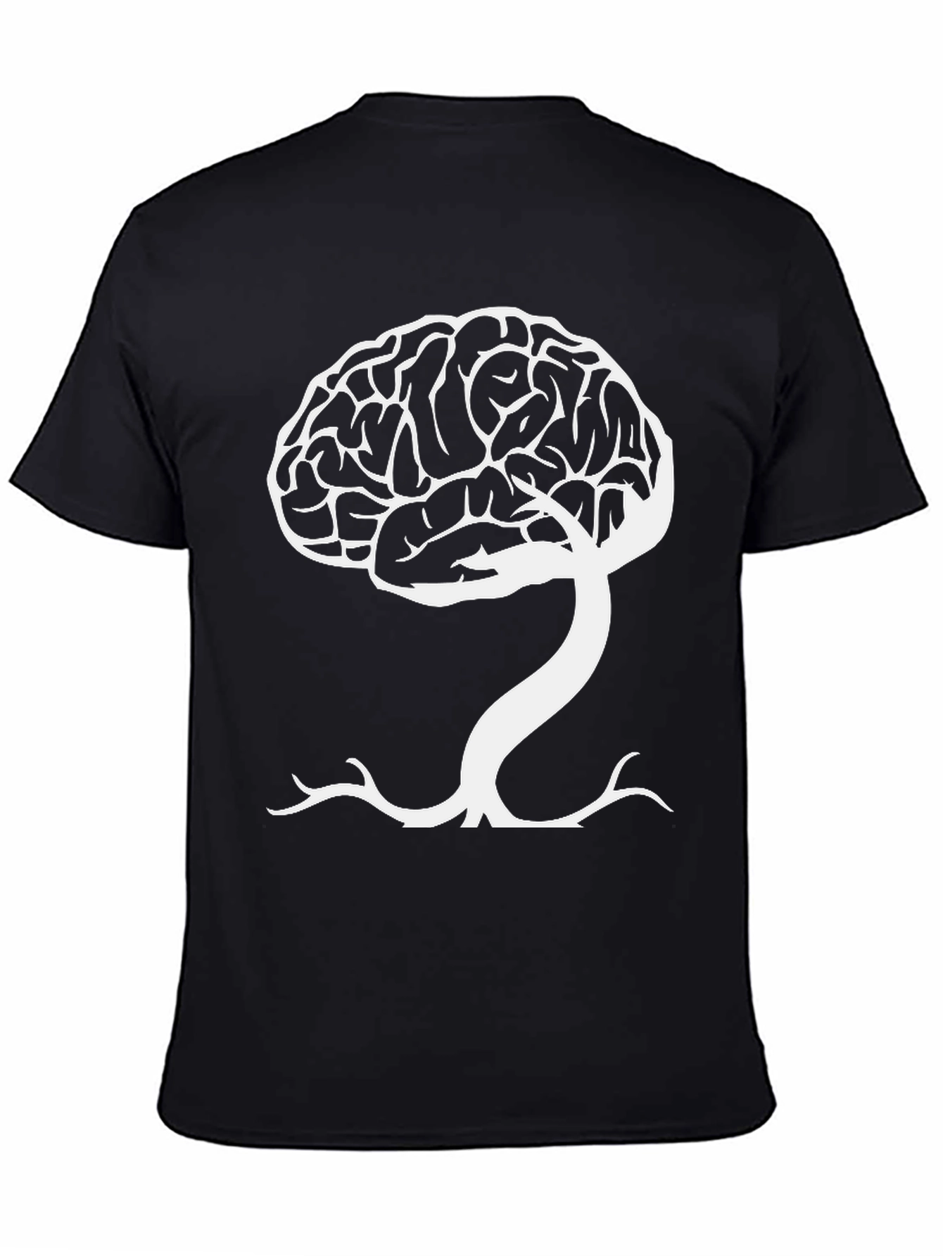 Brain Tree Graphic Tee - Black Cotton Blend T-Shirt