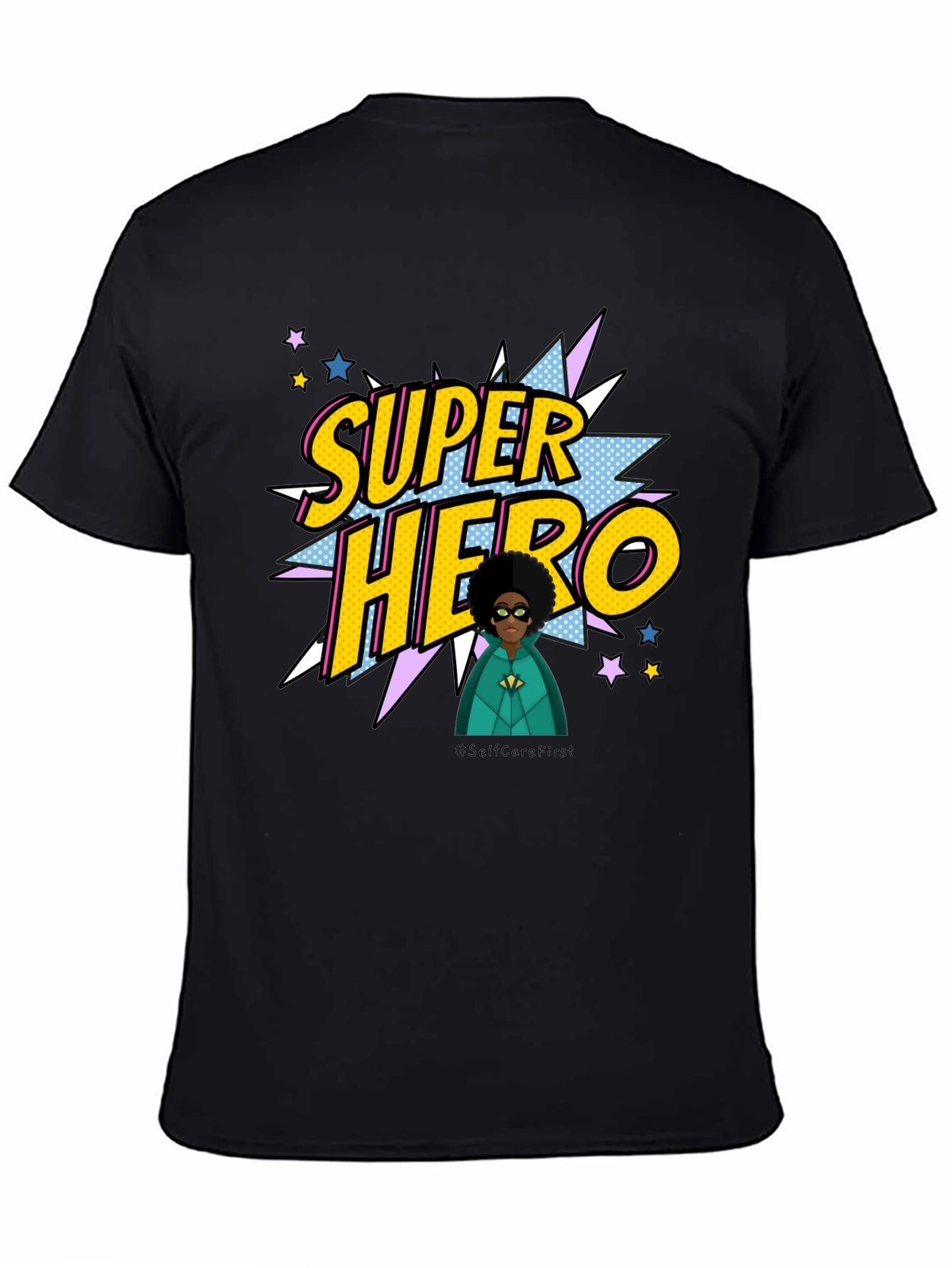Super Hero Graphic Print Black T-Shirt