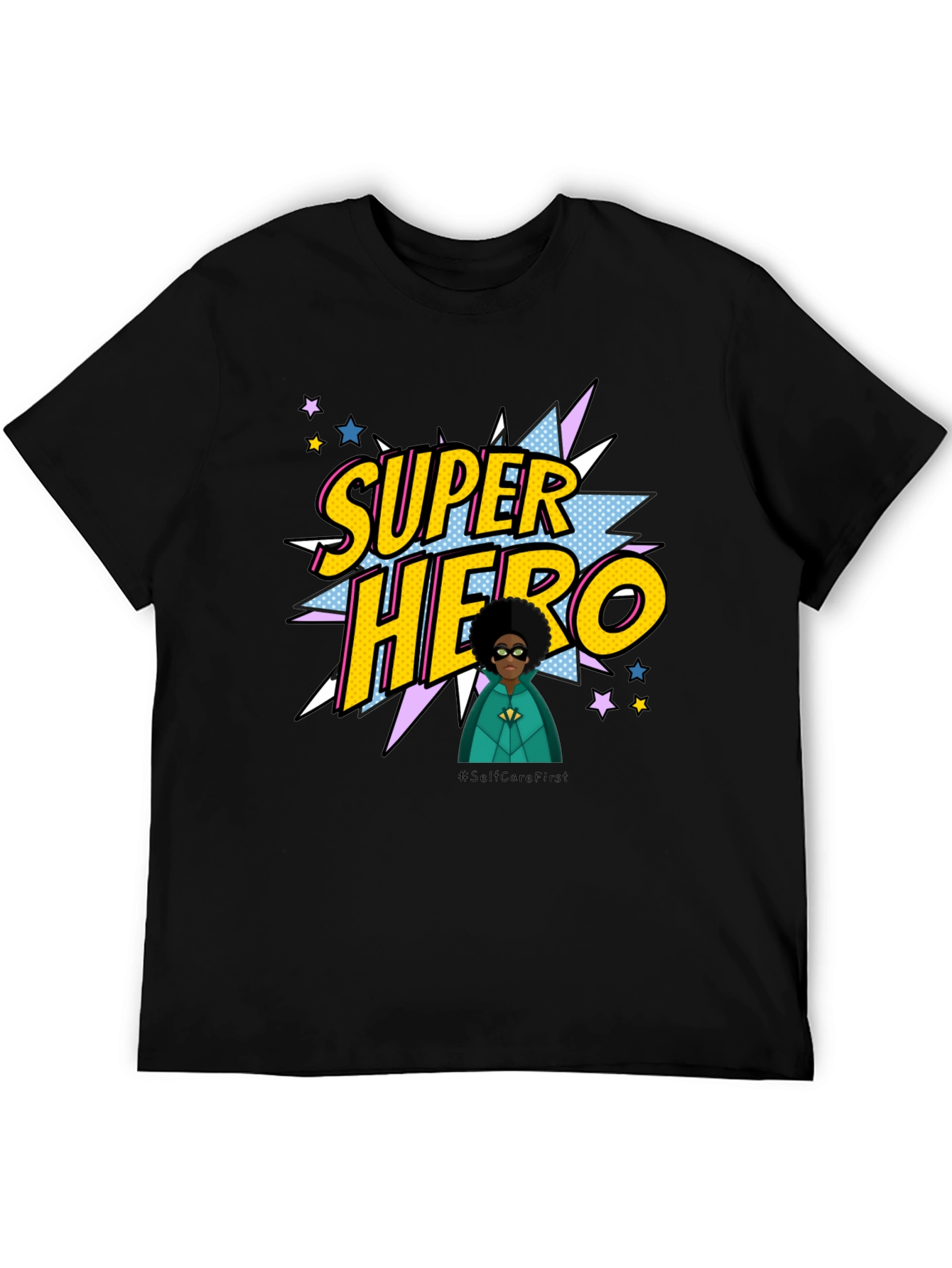 Super Hero Graphic Print Black T-Shirt