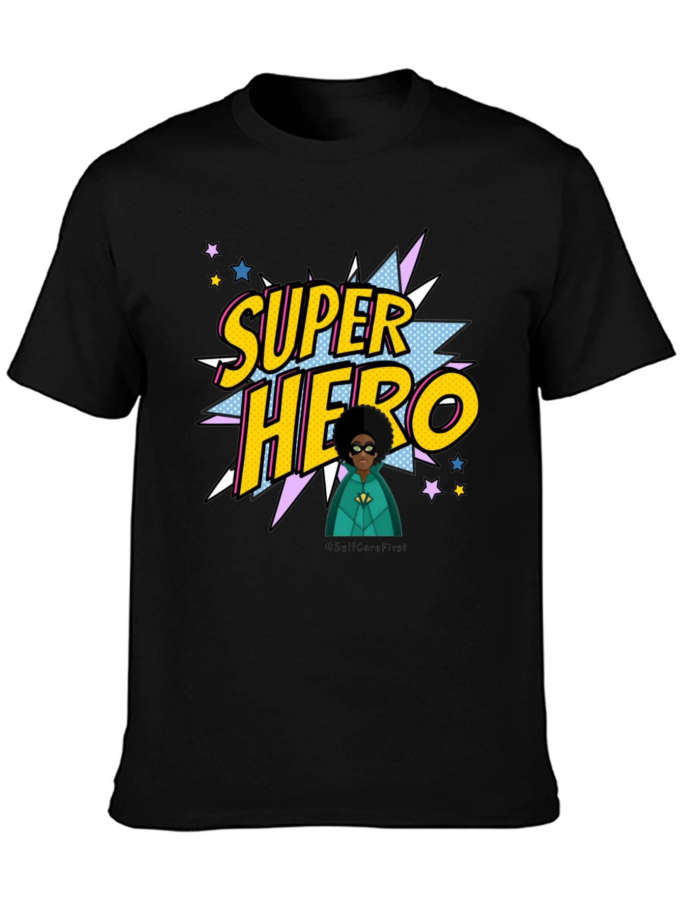Super Hero Graphic Print Black T-Shirt