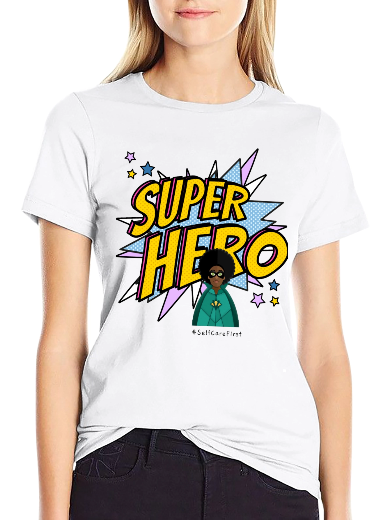 Super Hero Graphic Print Black T-Shirt
