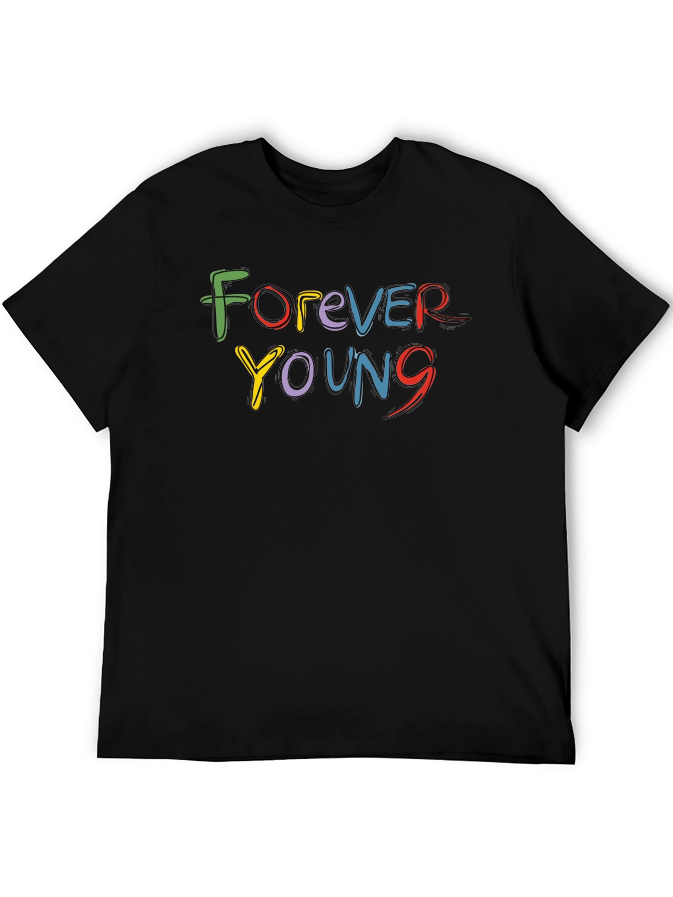 Forever Young Graphic Print Black T-Shirt