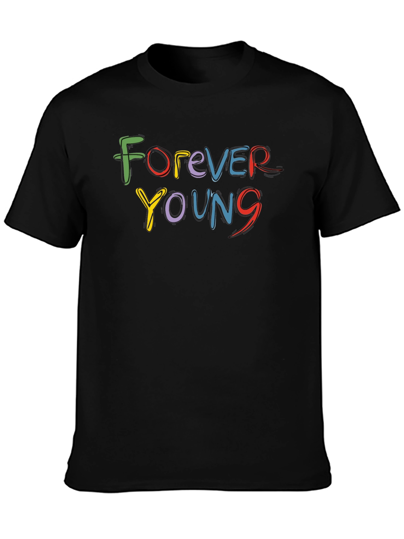 Forever Young Graphic Print Black T-Shirt