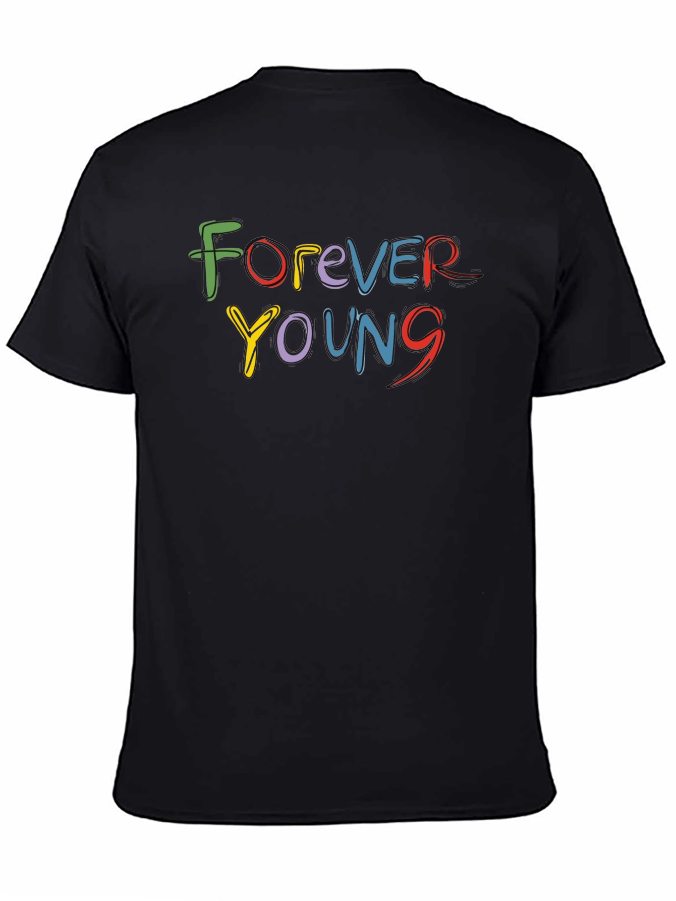 Forever Young Graphic Print Black T-Shirt