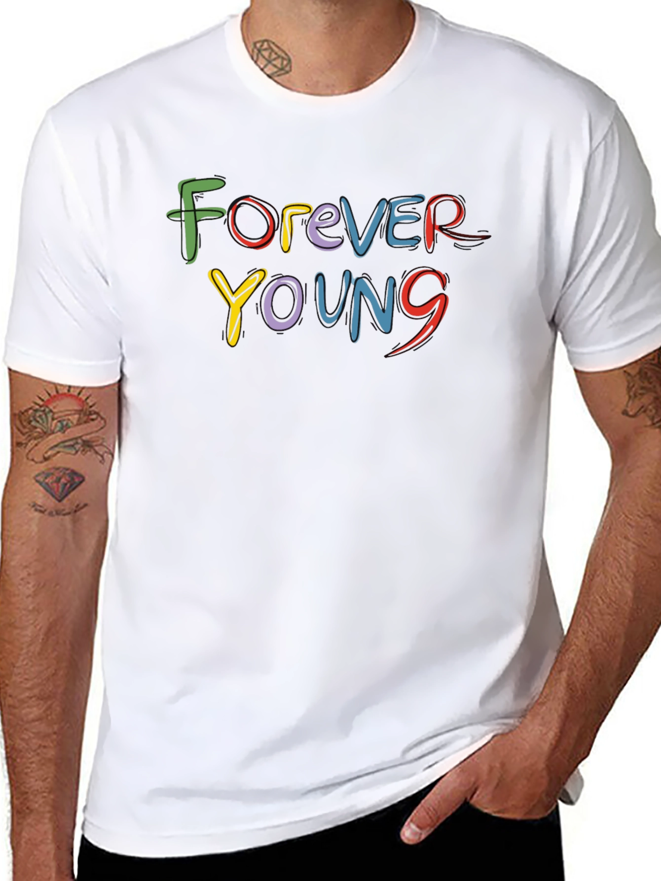 Forever Young Graphic Print Black T-Shirt