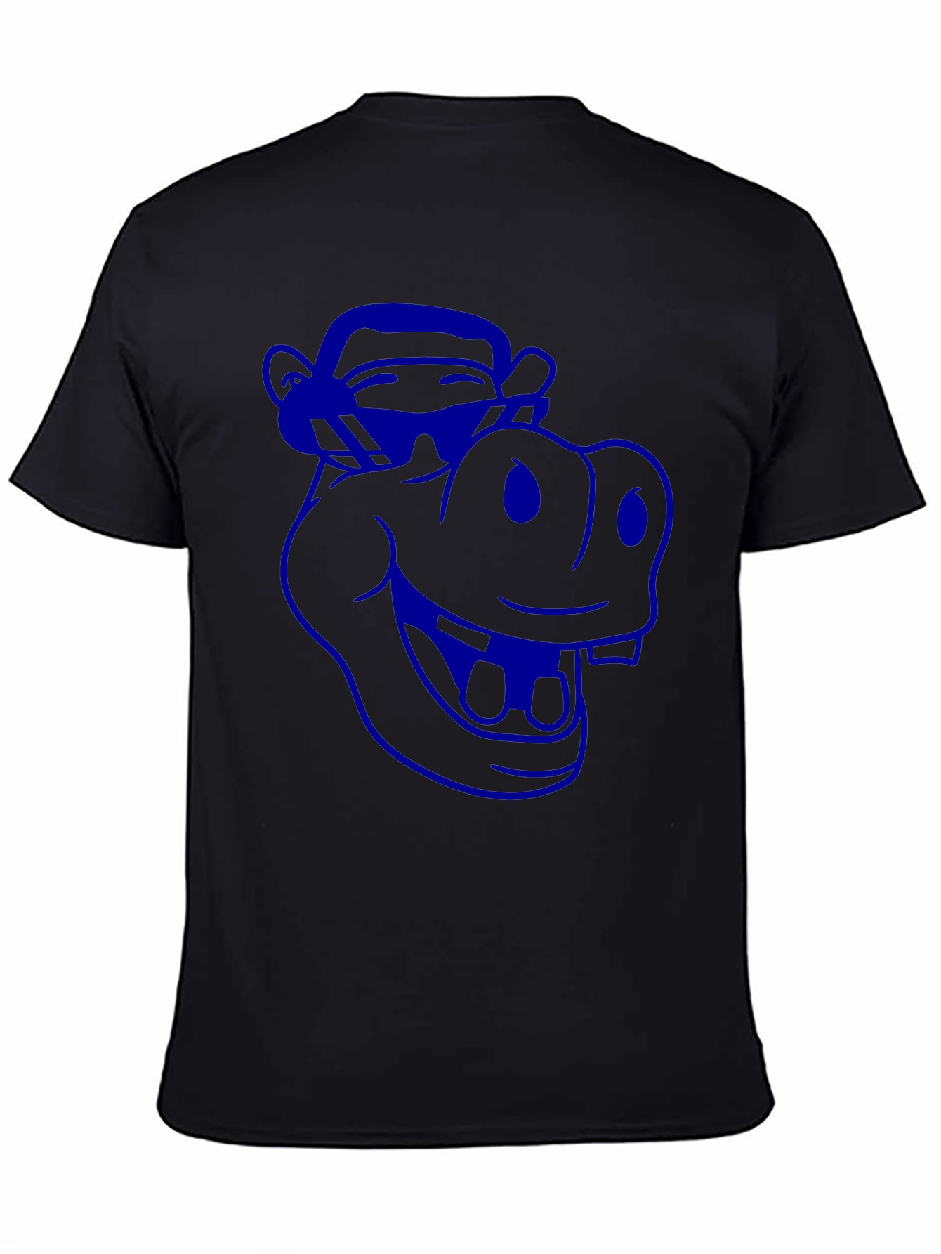 Cartoon Hippo Graphic Tee - Cool Blue Print