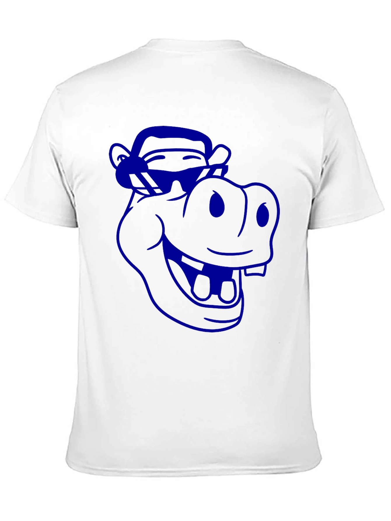 Cartoon Hippo Graphic Tee - Cool Blue Print