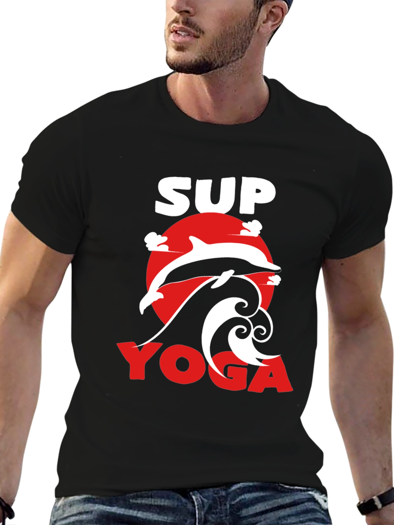 SUP Yoga T-Shirt - Dolphin Graphic Tee