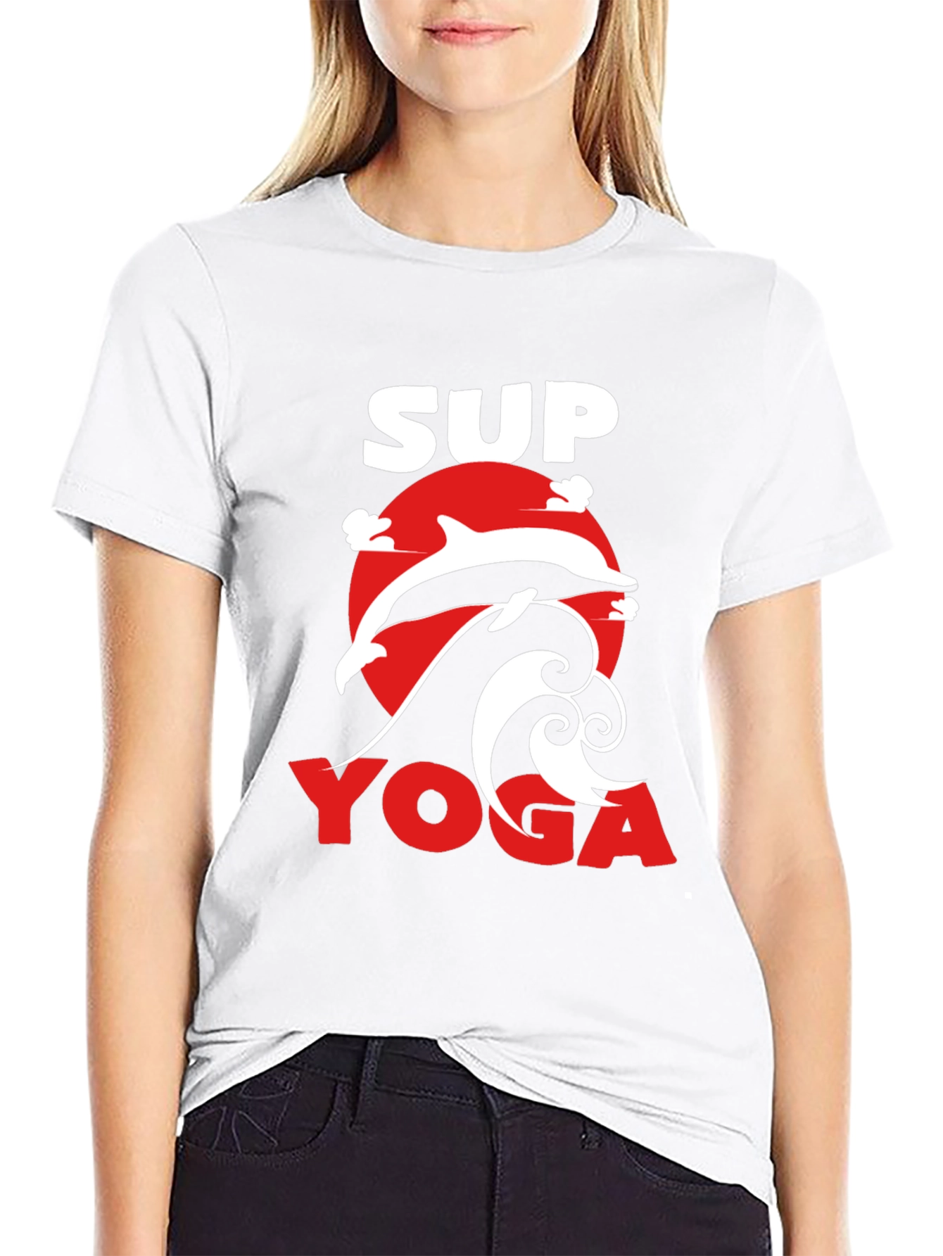 SUP Yoga T-Shirt - Dolphin Graphic Tee