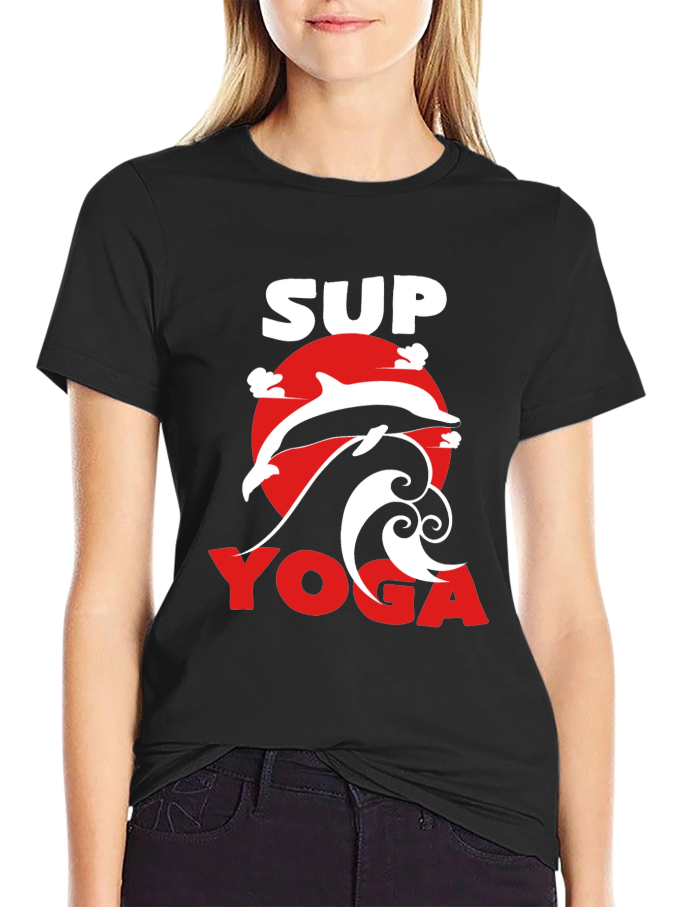 SUP Yoga T-Shirt - Dolphin Graphic Tee