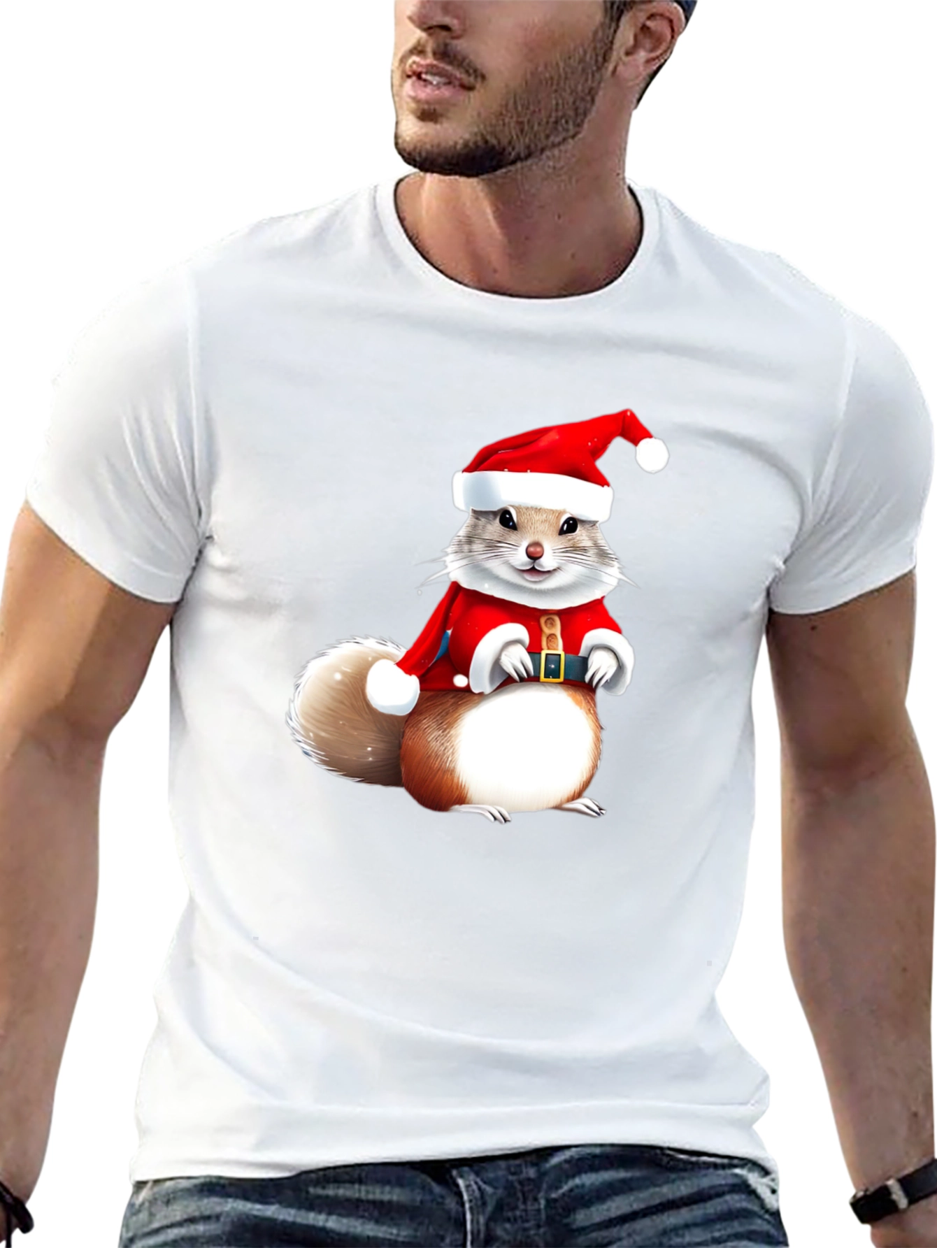 Festive Squirrel Santa T-Shirt - Holiday Cheer!