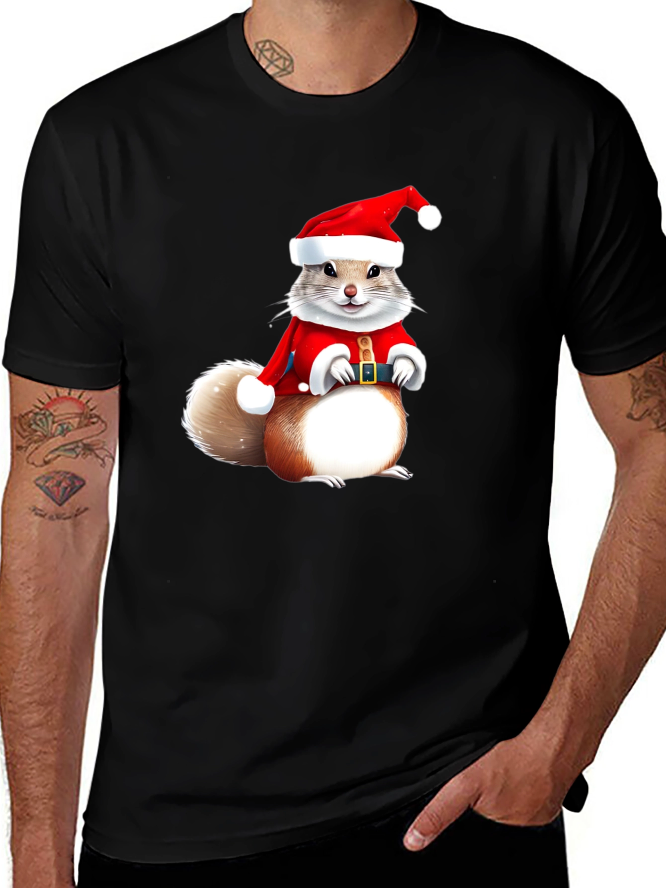 Festive Squirrel Santa T-Shirt - Holiday Cheer!