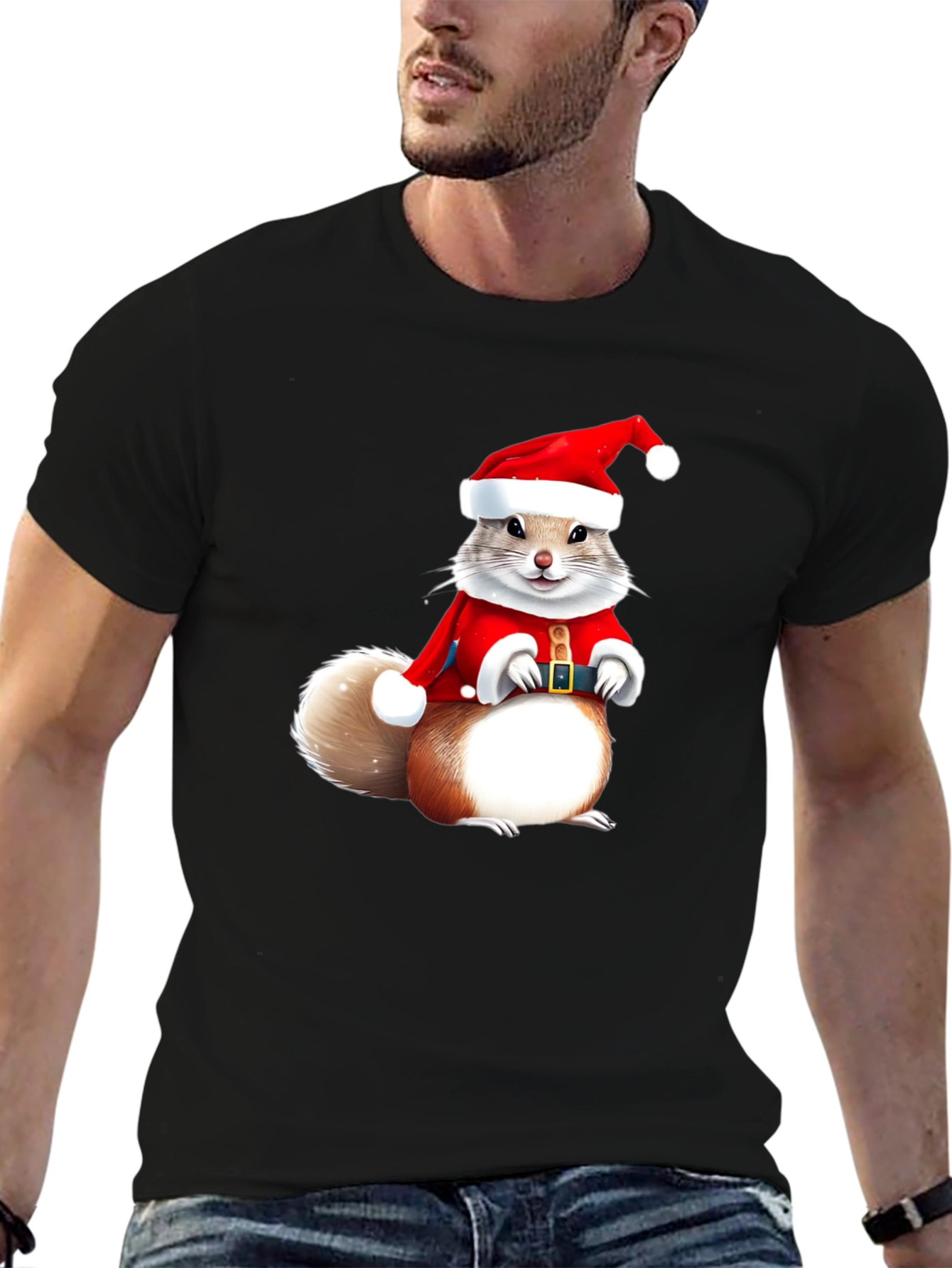 Festive Squirrel Santa T-Shirt - Holiday Cheer!