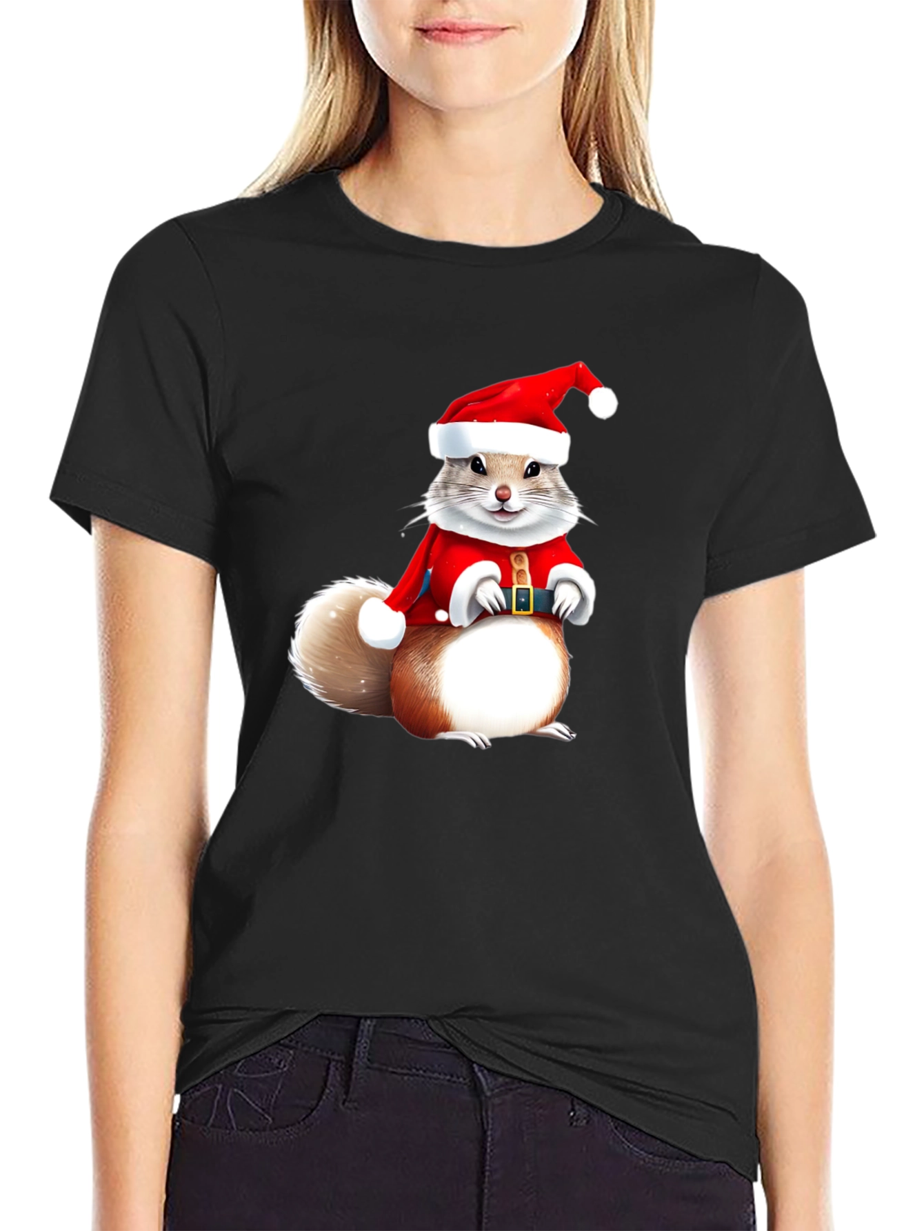 Festive Squirrel Santa T-Shirt - Holiday Cheer!