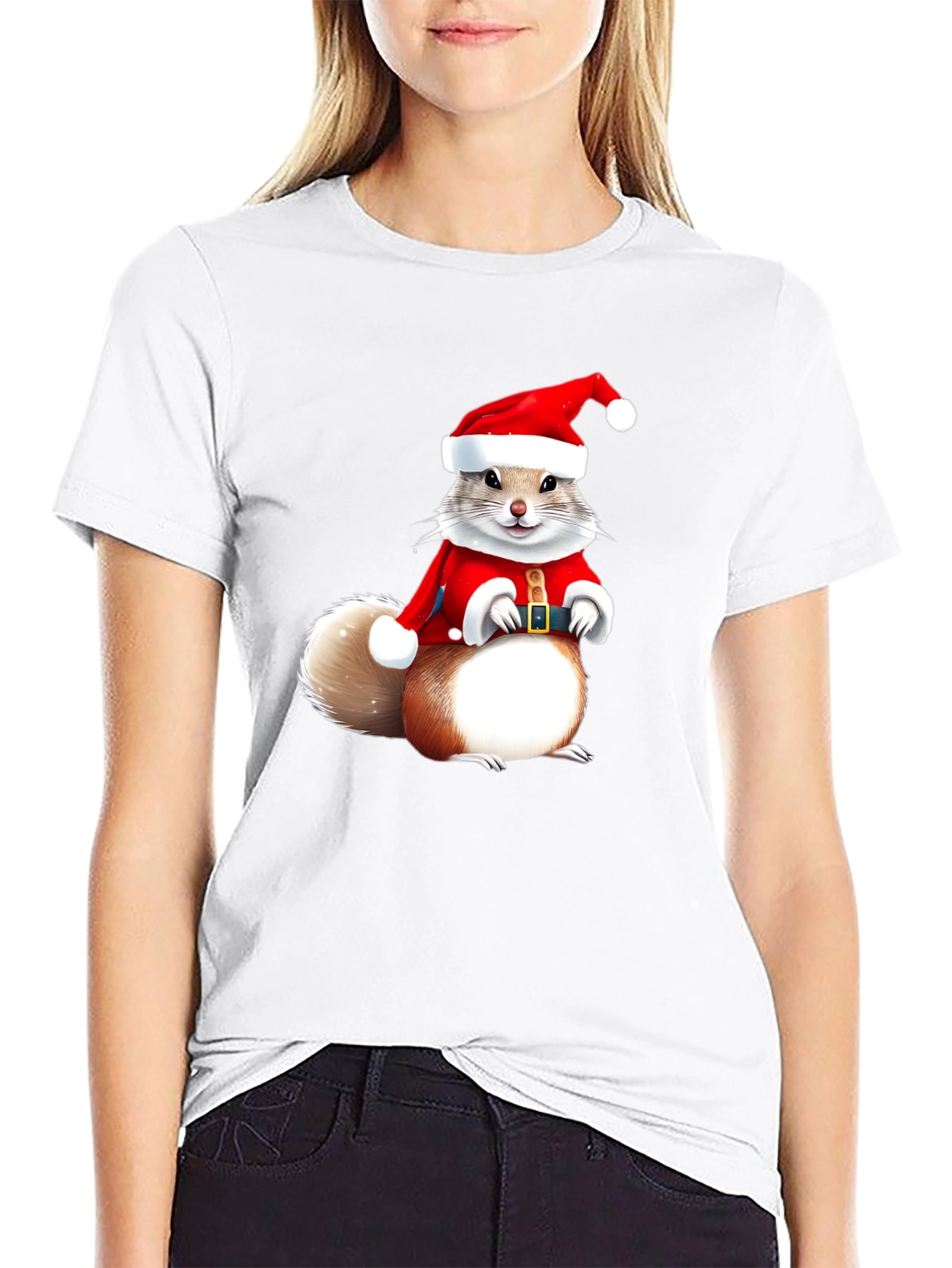 Festive Squirrel Santa T-Shirt - Holiday Cheer!