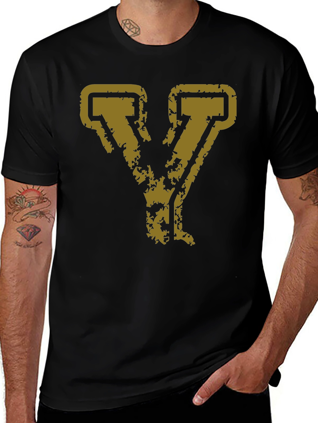 Distressed Gold Letter Y Graphic Tee