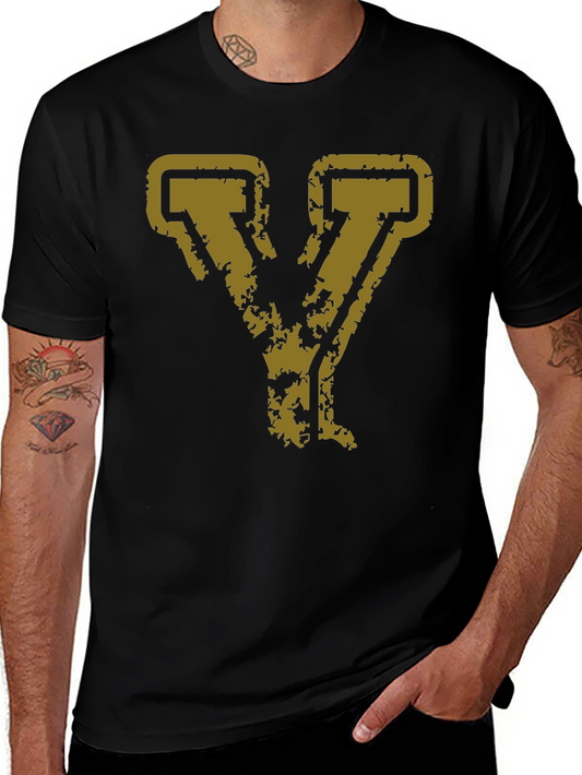 Distressed Gold Letter Y Graphic Tee