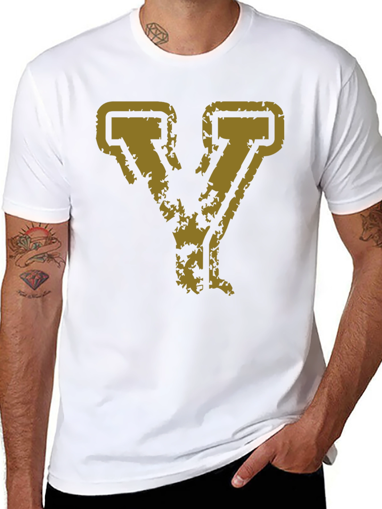 Distressed Gold Letter Y Graphic Tee