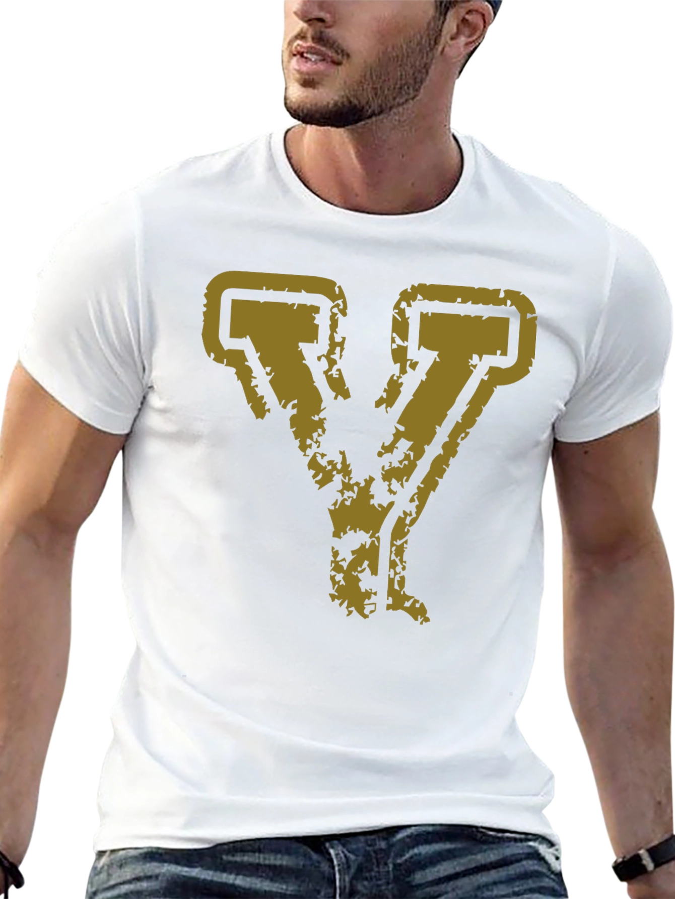 Distressed Gold Letter Y Graphic Tee