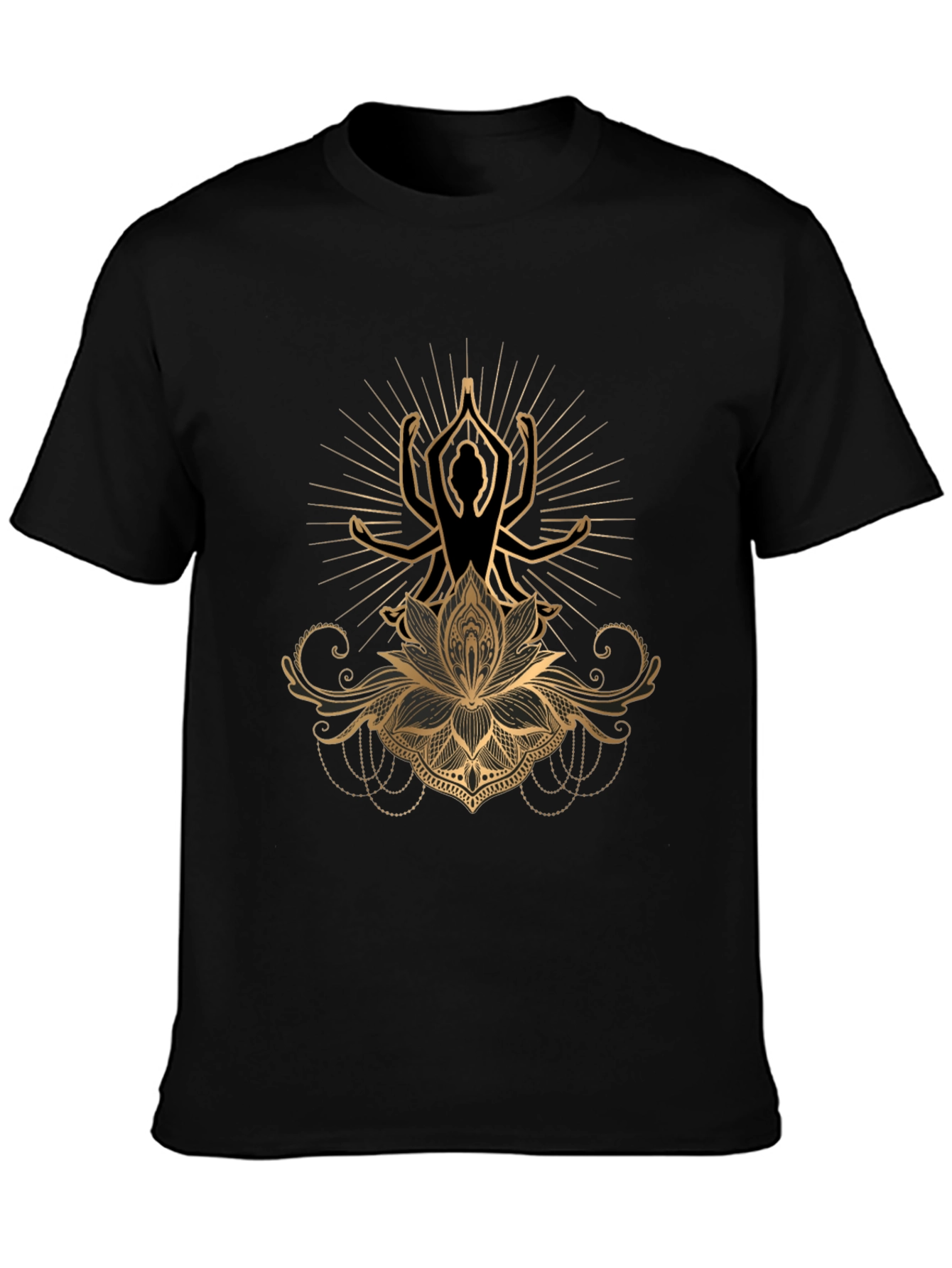 Lotus Yoga Graphic Tee - Premium Cotton Black T-Shirt