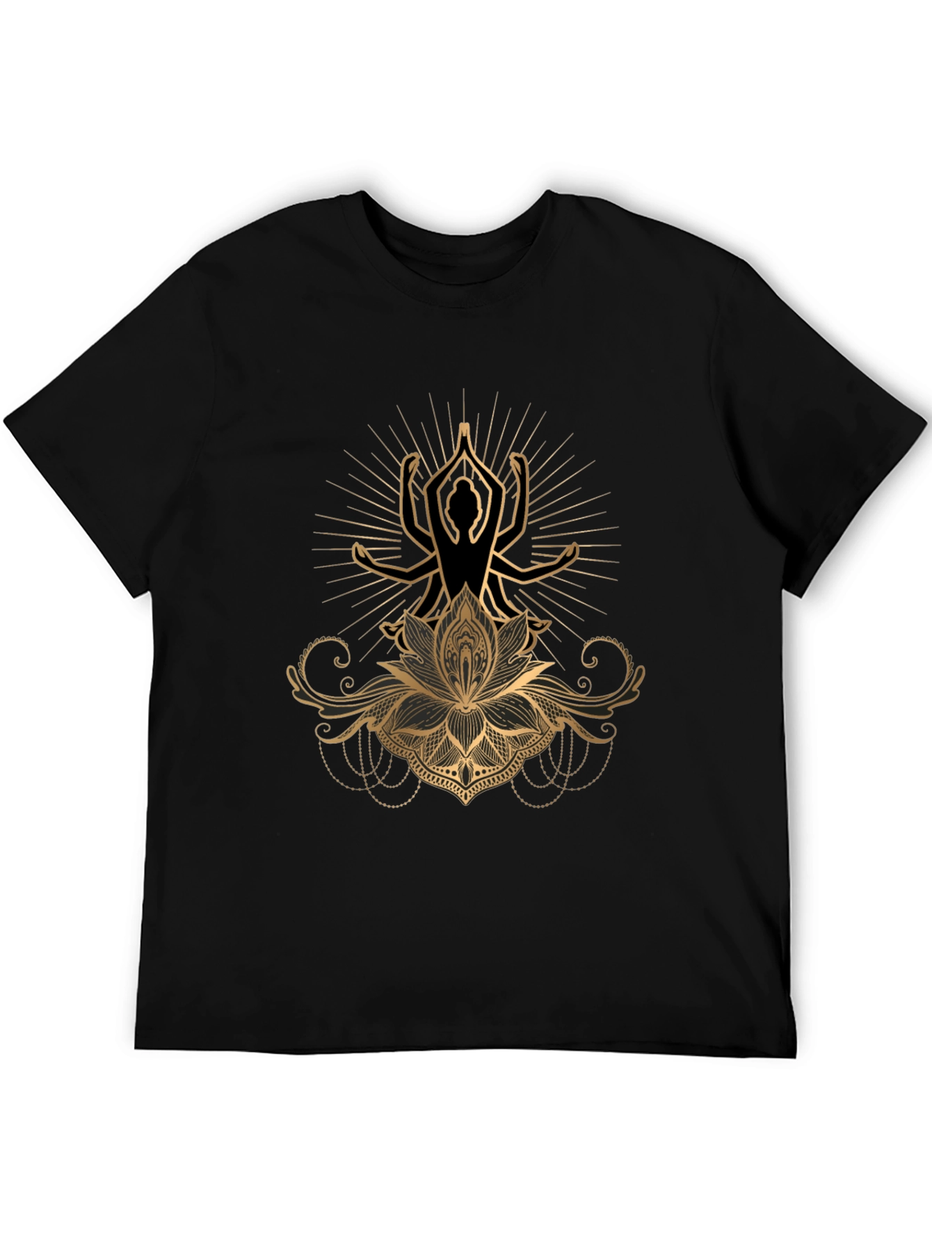 Lotus Yoga Graphic Tee - Premium Cotton Black T-Shirt