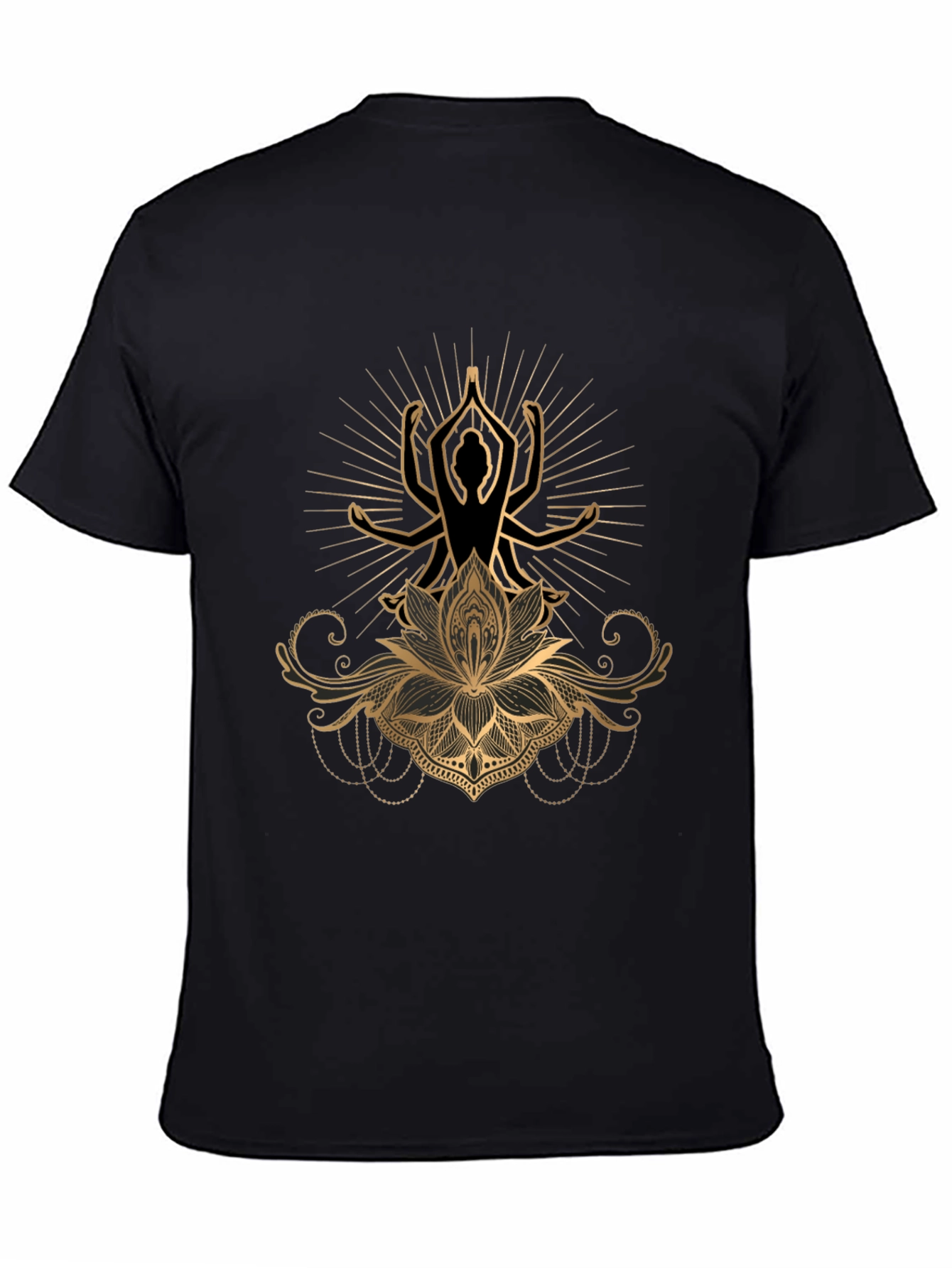 Lotus Yoga Graphic Tee - Premium Cotton Black T-Shirt