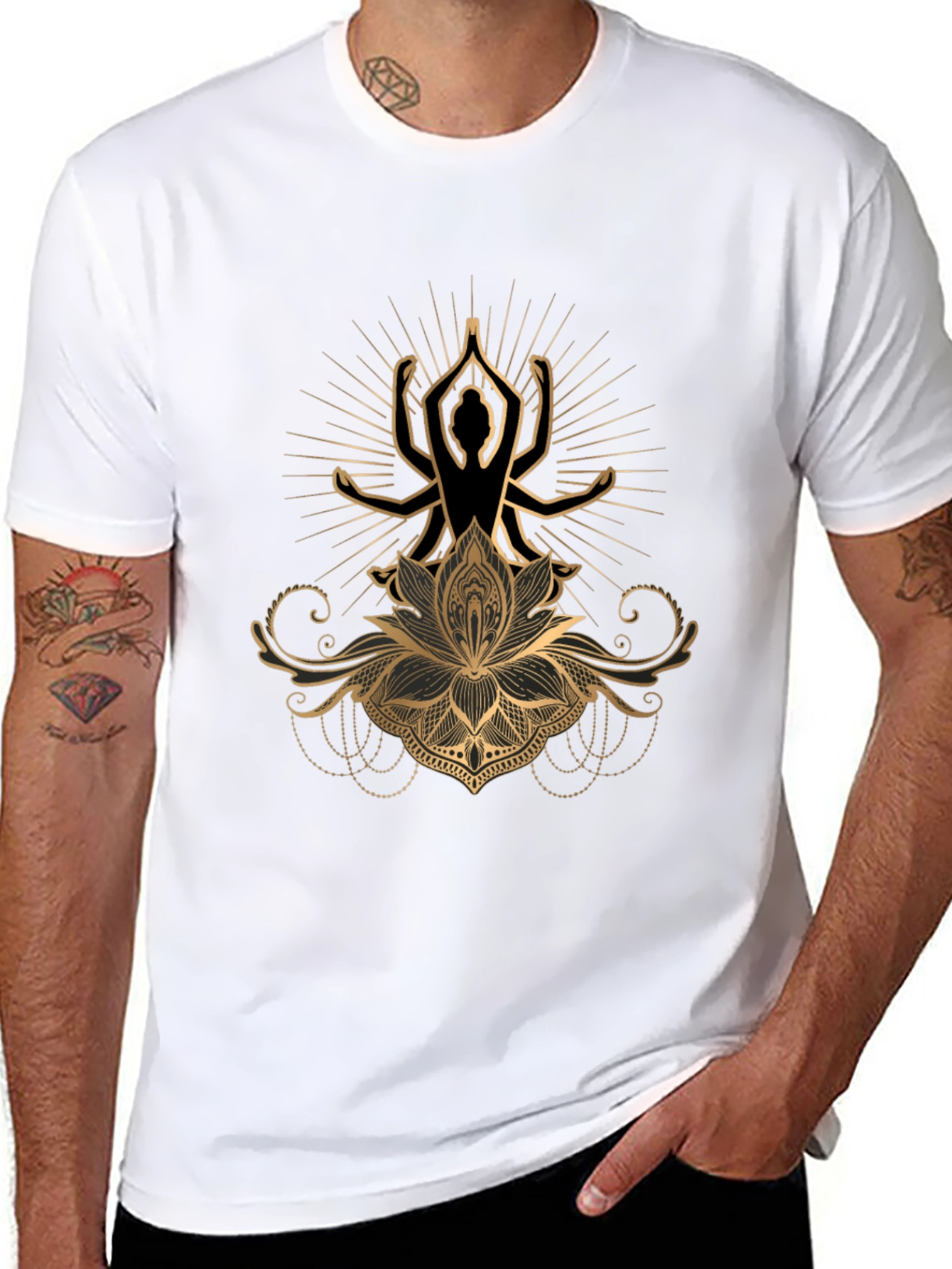 Lotus Yoga Graphic Tee - Premium Cotton Black T-Shirt