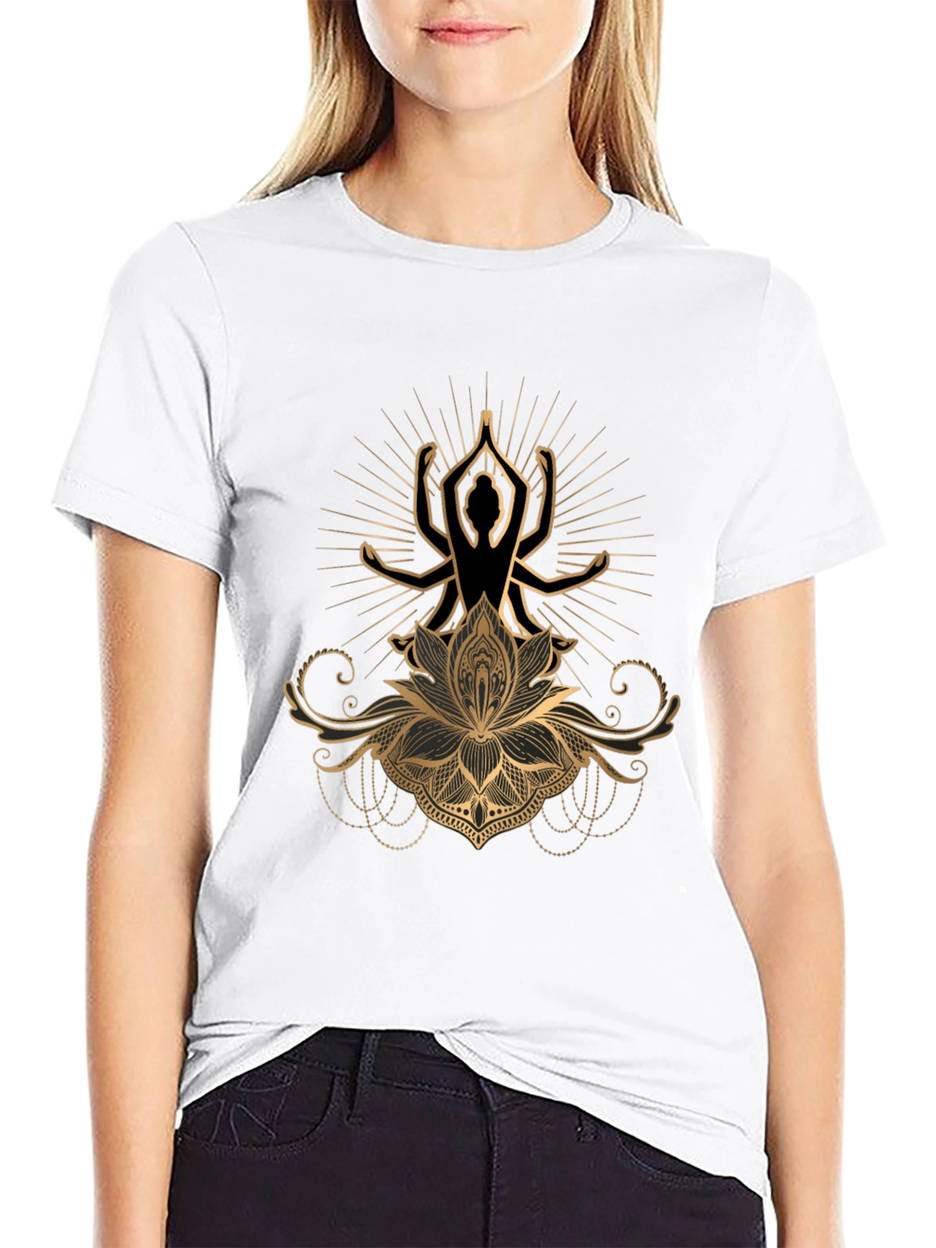 Lotus Yoga Graphic Tee - Premium Cotton Black T-Shirt