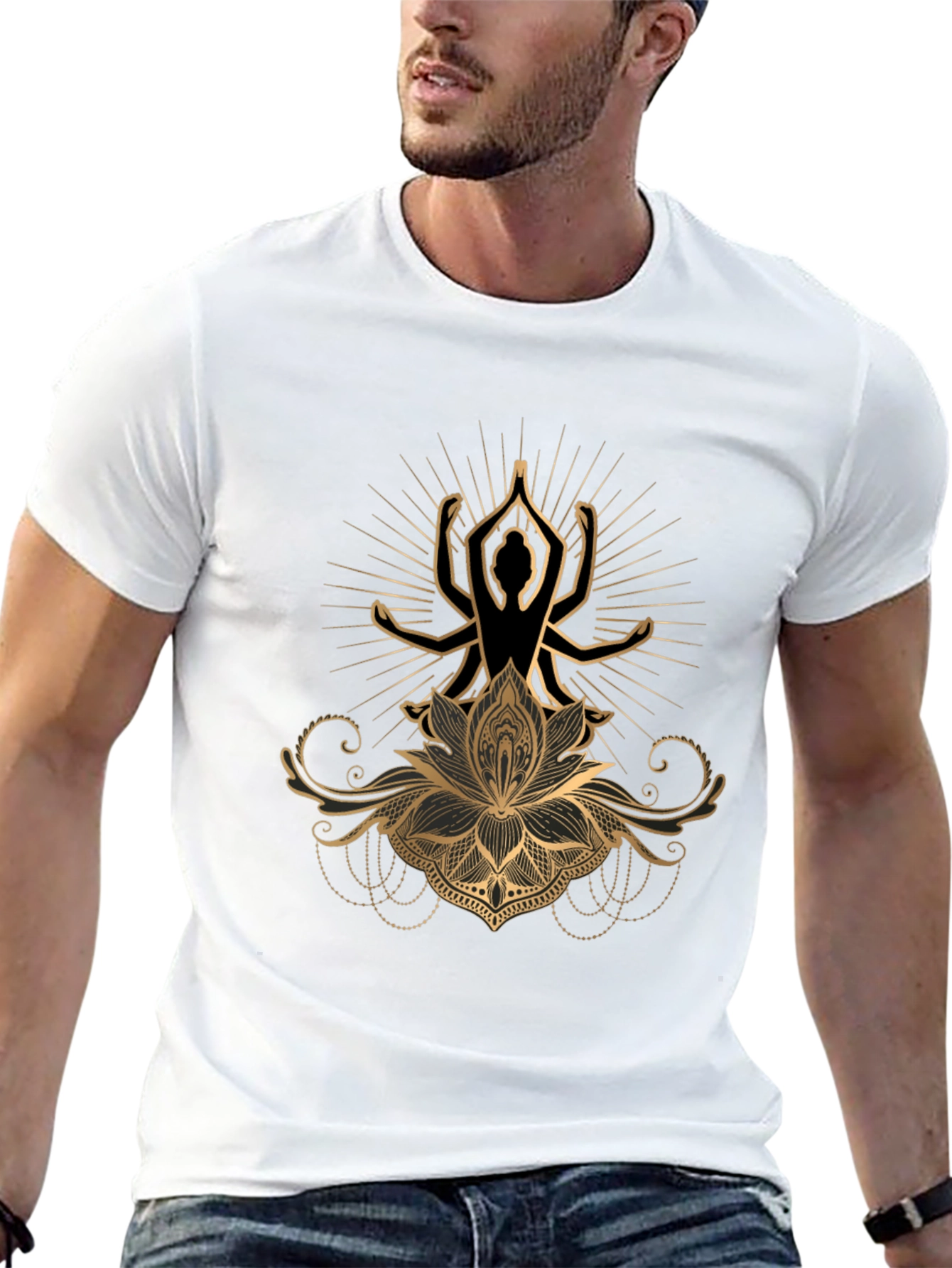 Lotus Yoga Graphic Tee - Premium Cotton Black T-Shirt