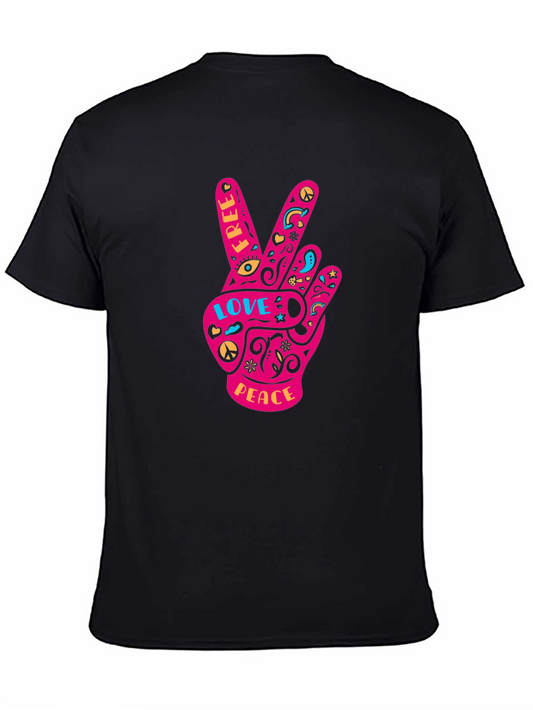 Peace Sign Graphic Tee - Free Love Peace Black T-Shirt