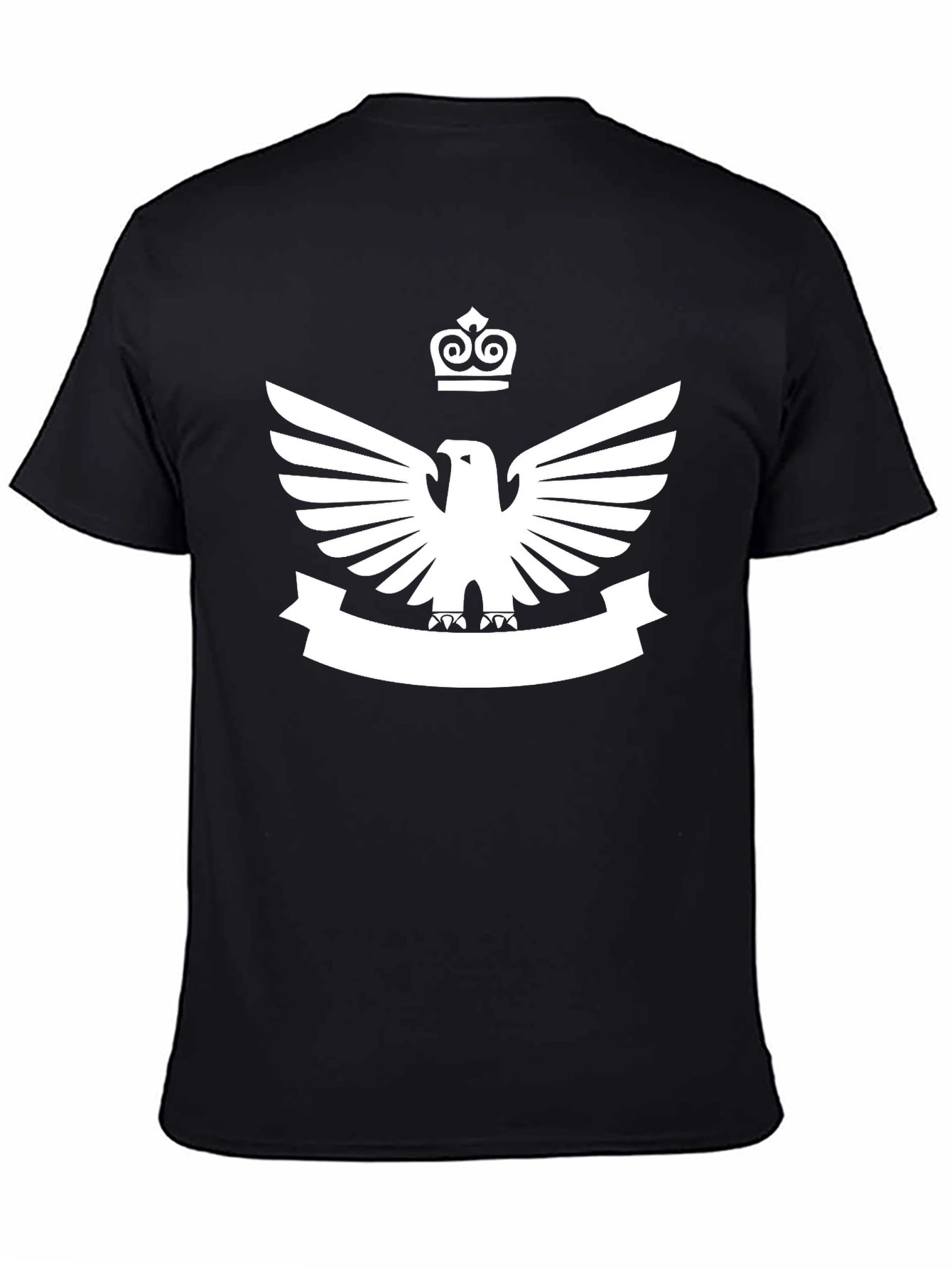 Black T-Shirt with Eagle and Crown Emblem