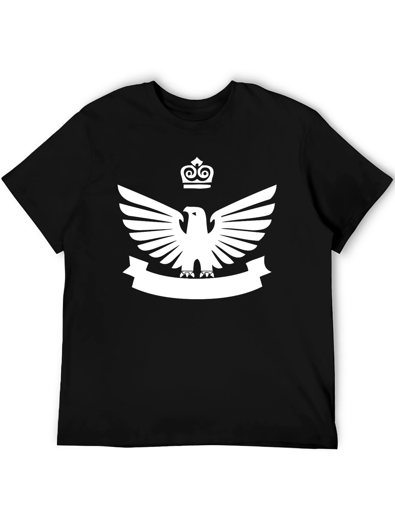 Black T-Shirt with Eagle and Crown Emblem