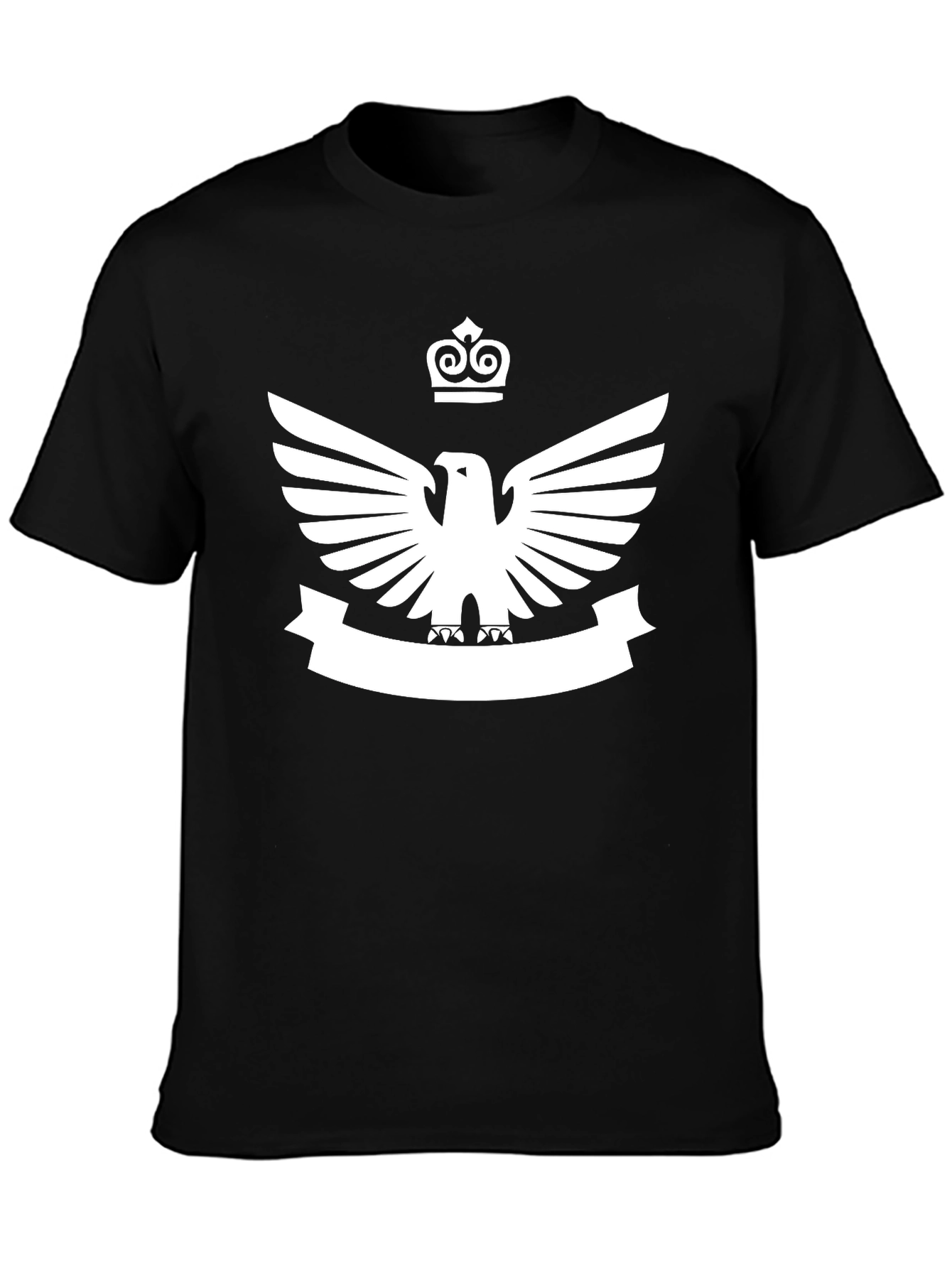 Black T-Shirt with Eagle and Crown Emblem