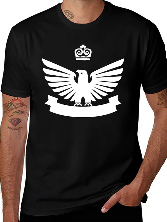 Black T-Shirt with Eagle and Crown Emblem