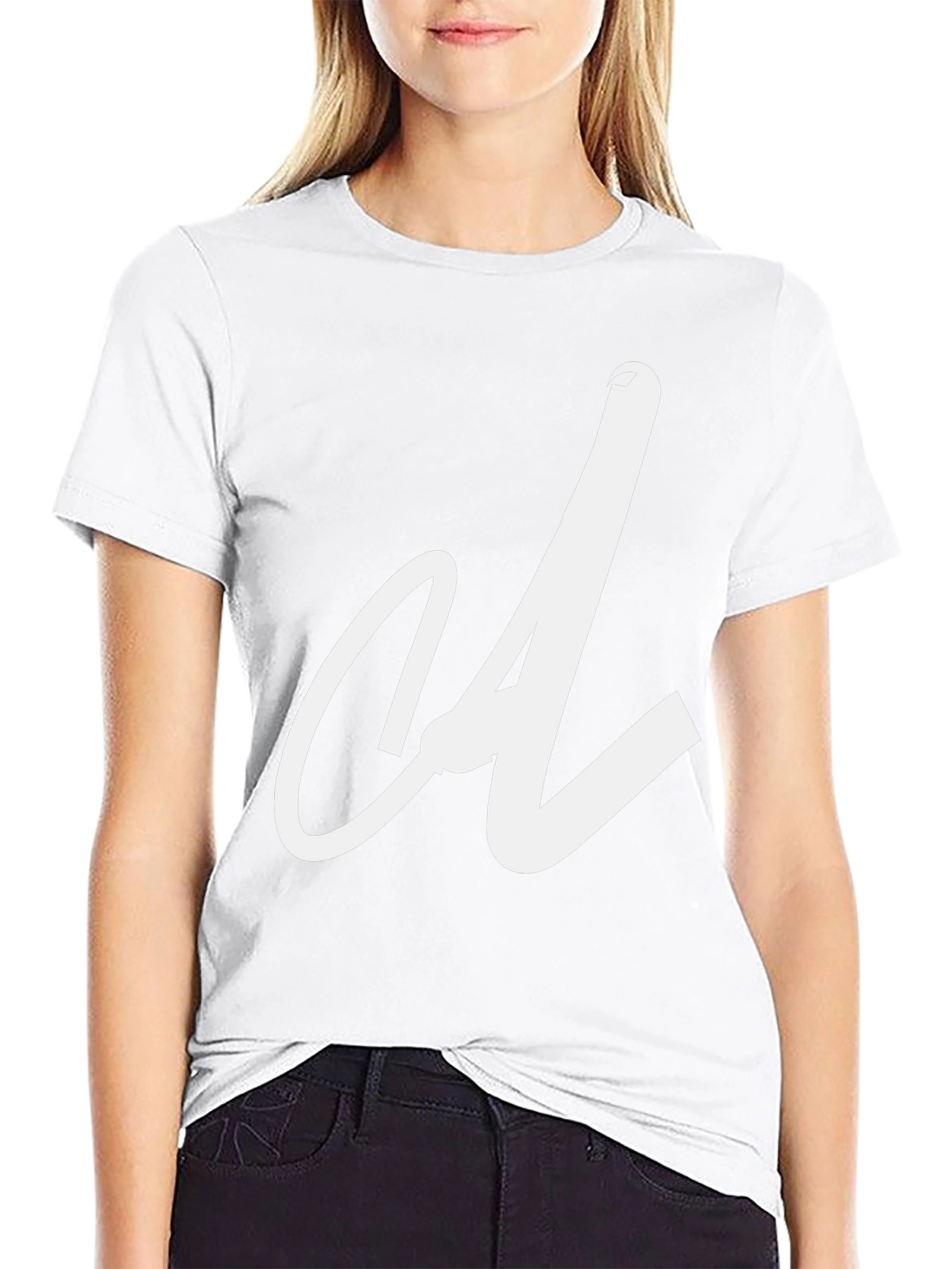 Black T-Shirt with White Letter Graphic