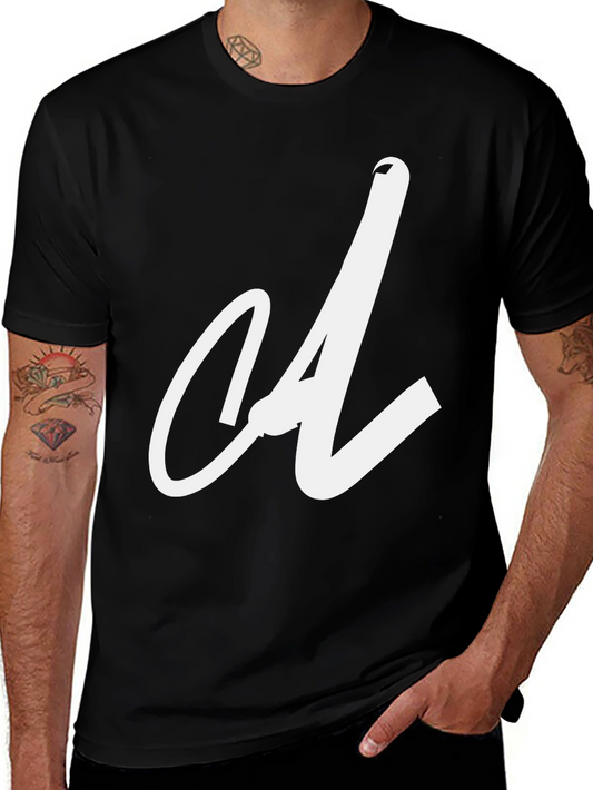 Black T-Shirt with White Letter Graphic