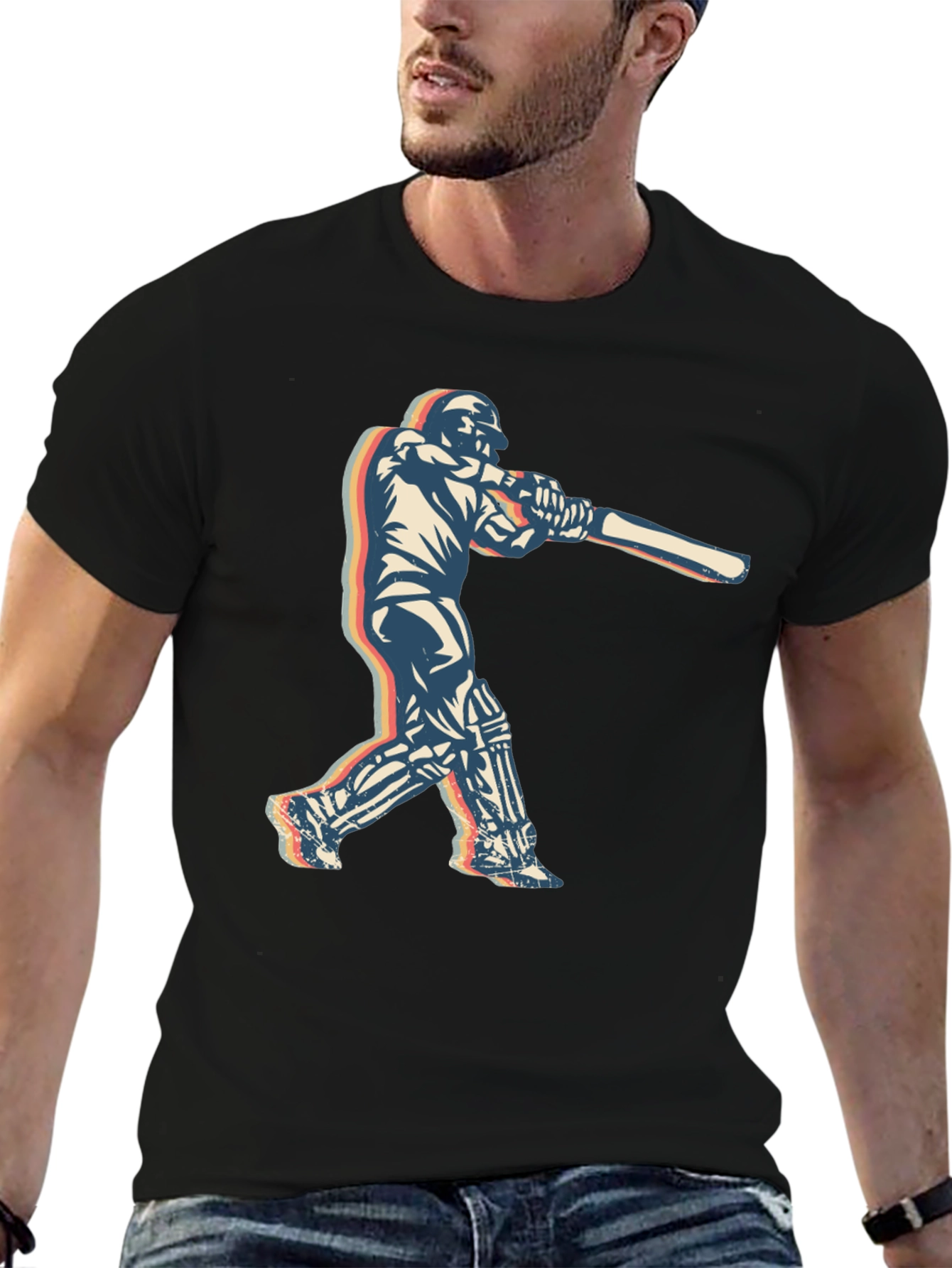 Retro Cricket Player T-Shirt