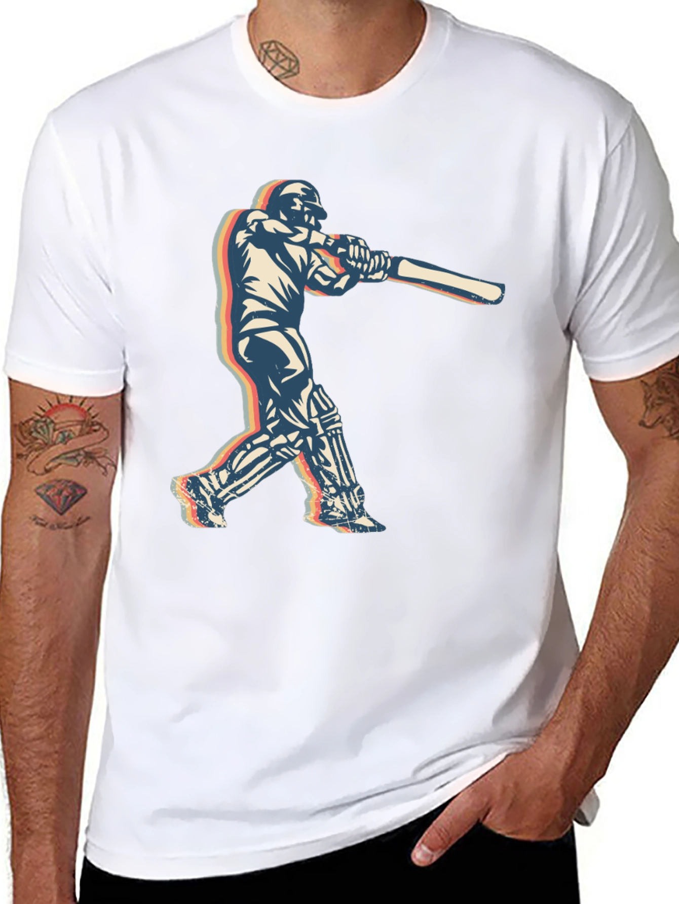 Retro Cricket Player T-Shirt