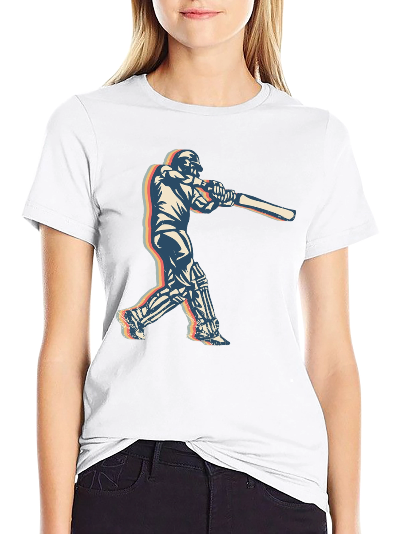 Retro Cricket Player T-Shirt