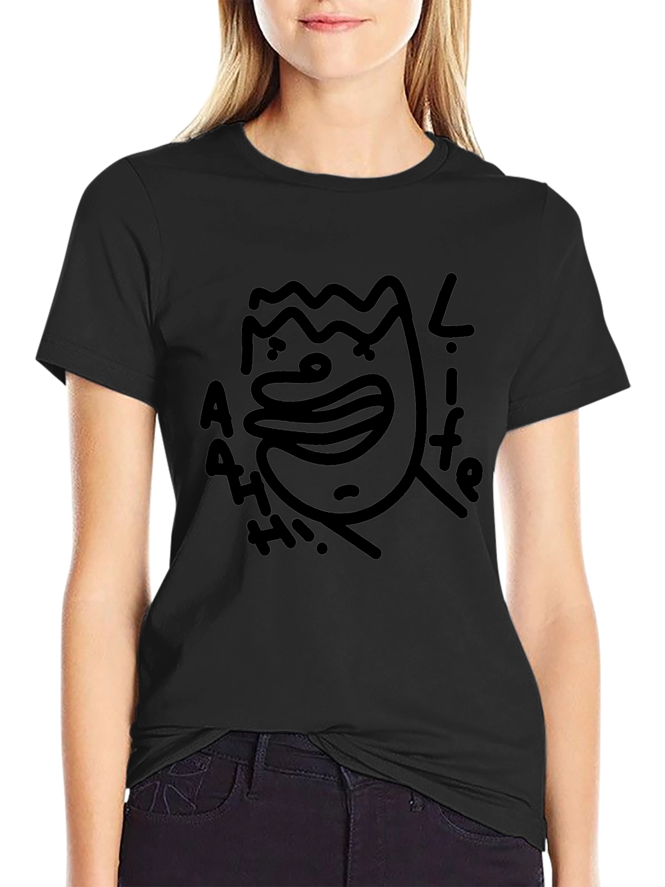 Abstract Face Graphic Black T-Shirt