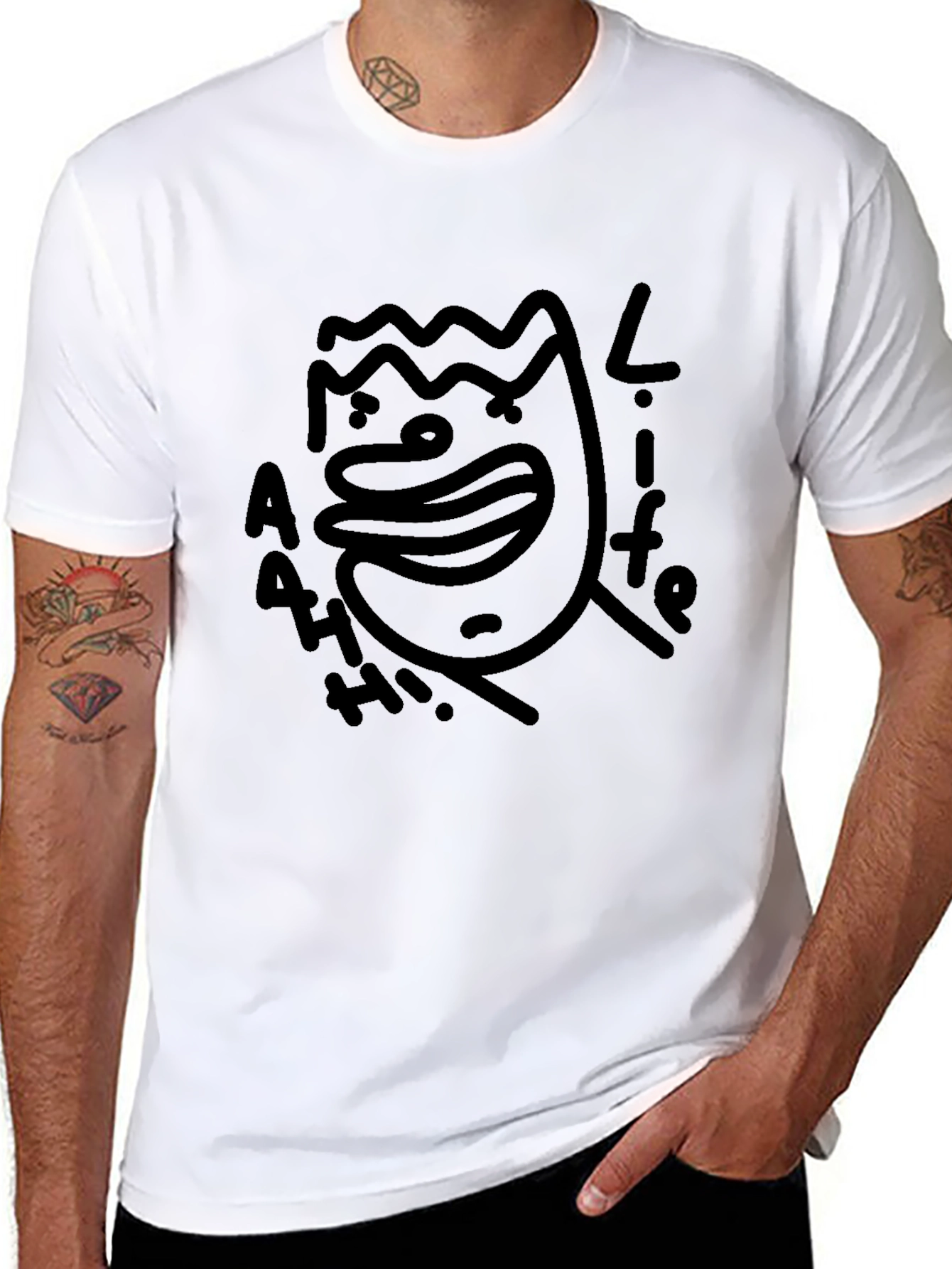 Abstract Face Graphic Black T-Shirt