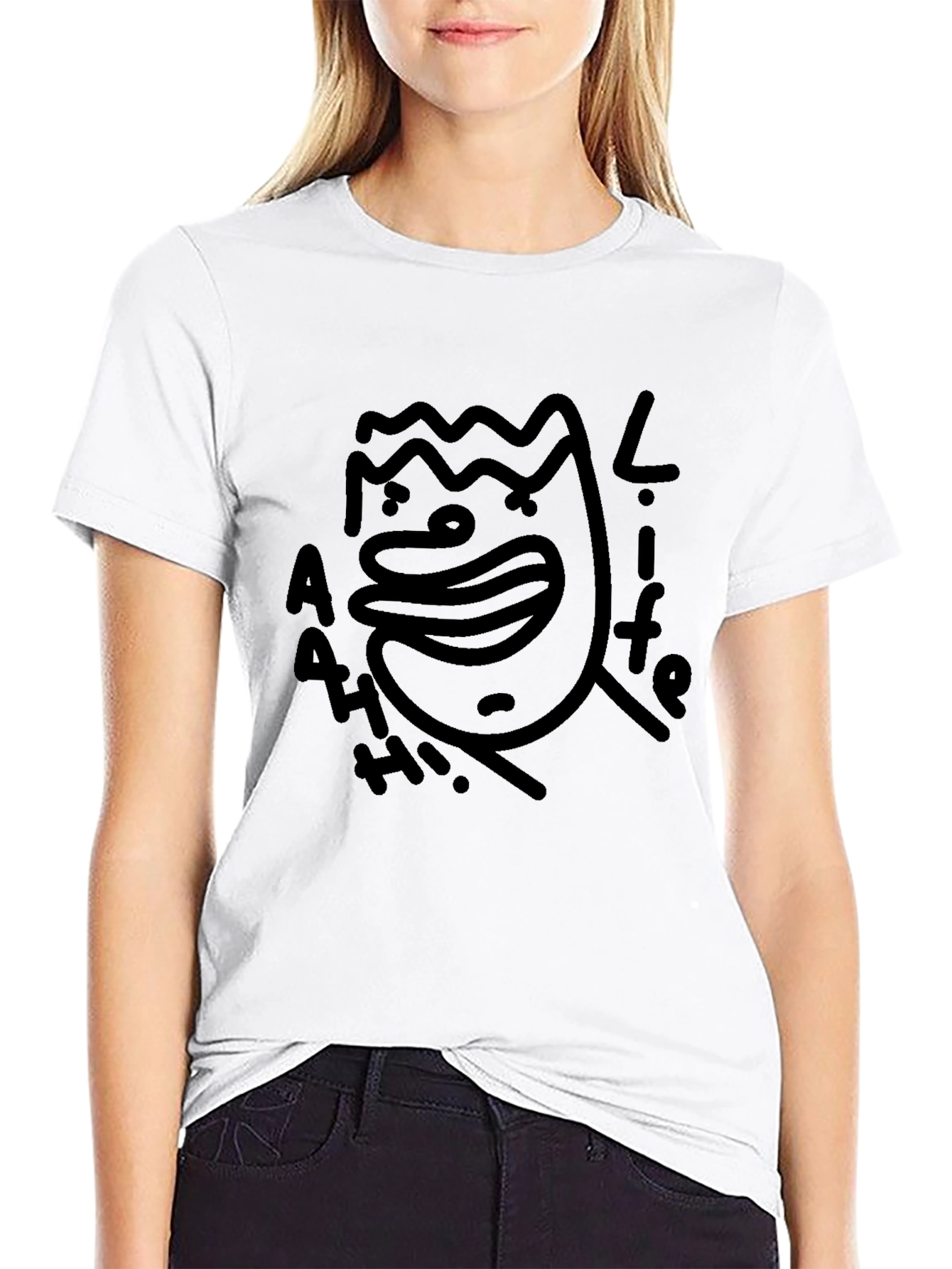Abstract Face Graphic Black T-Shirt