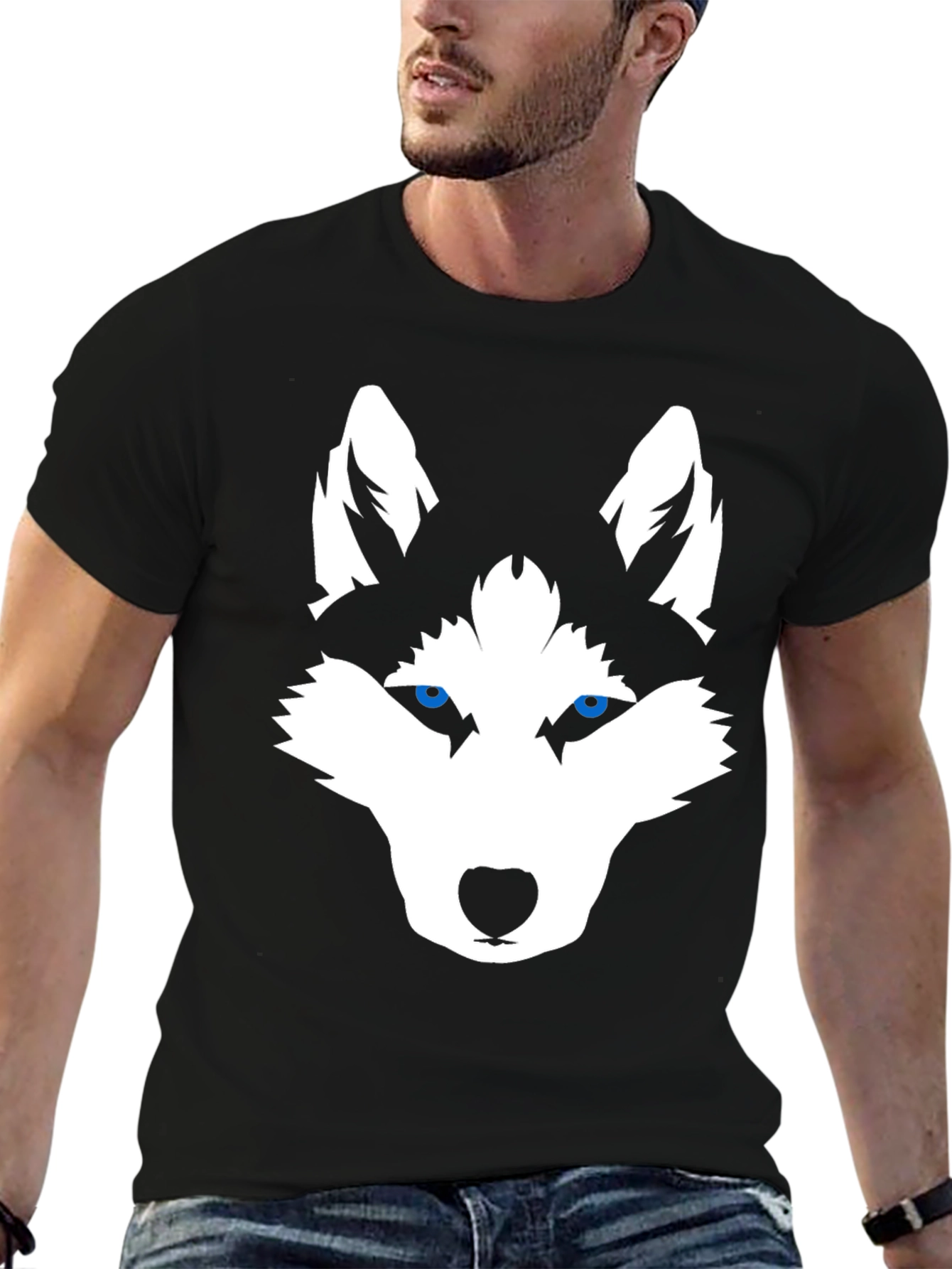 Husky Graphic Tee - Black Cotton Blend