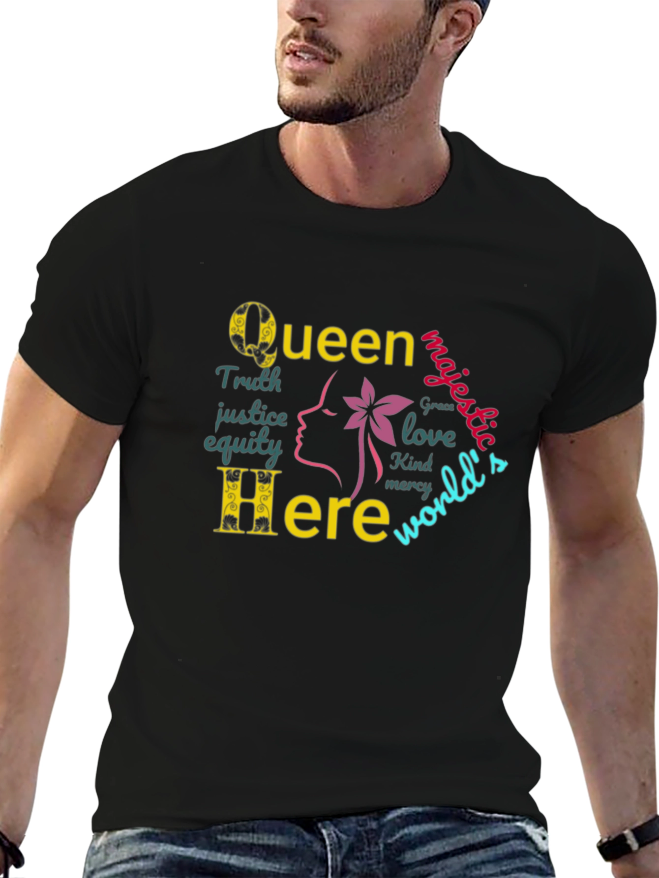 Queen Here Graphic Print T-Shirt - Empowering Design