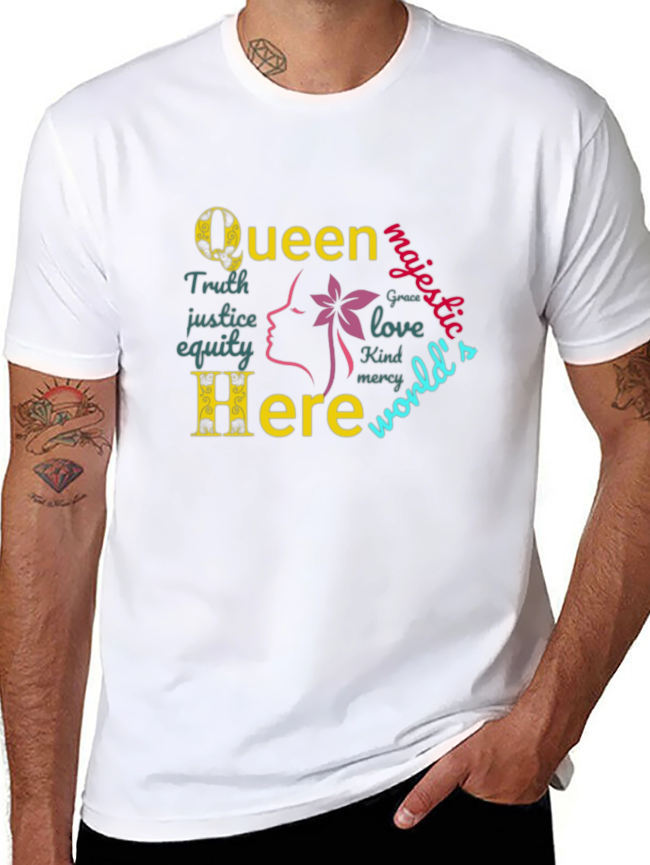 Queen Here Graphic Print T-Shirt - Empowering Design