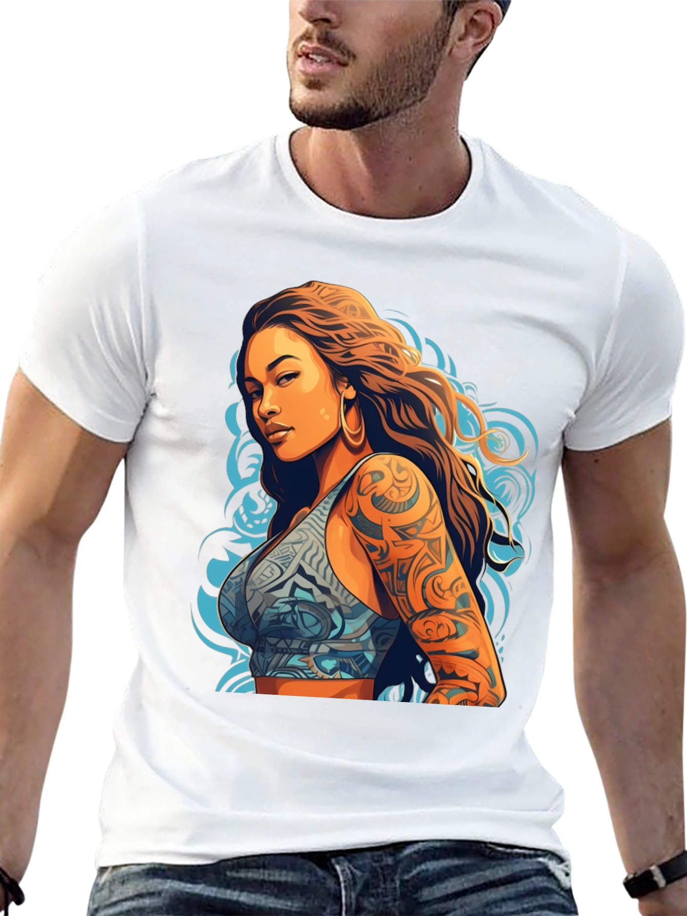 Tattooed Woman Graphic Tee - Bold Style