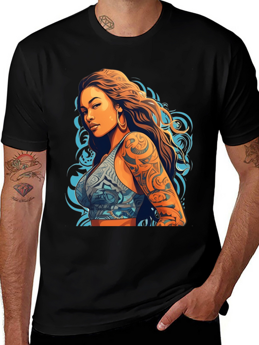 Tattooed Woman Graphic Tee - Bold Style