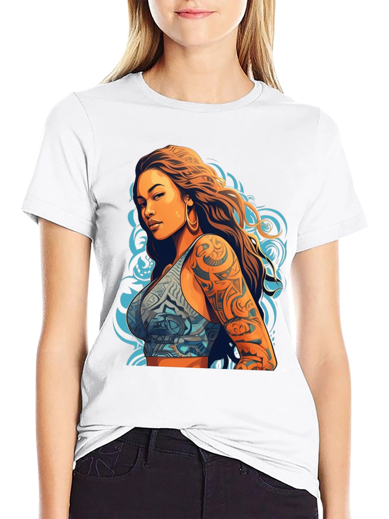 Tattooed Woman Graphic Tee - Bold Style